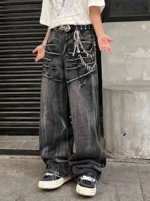 Jean GOTHIC Opium Y2K washed jeans pants Size US 32 / EU 48 - 4 Thumbnail
