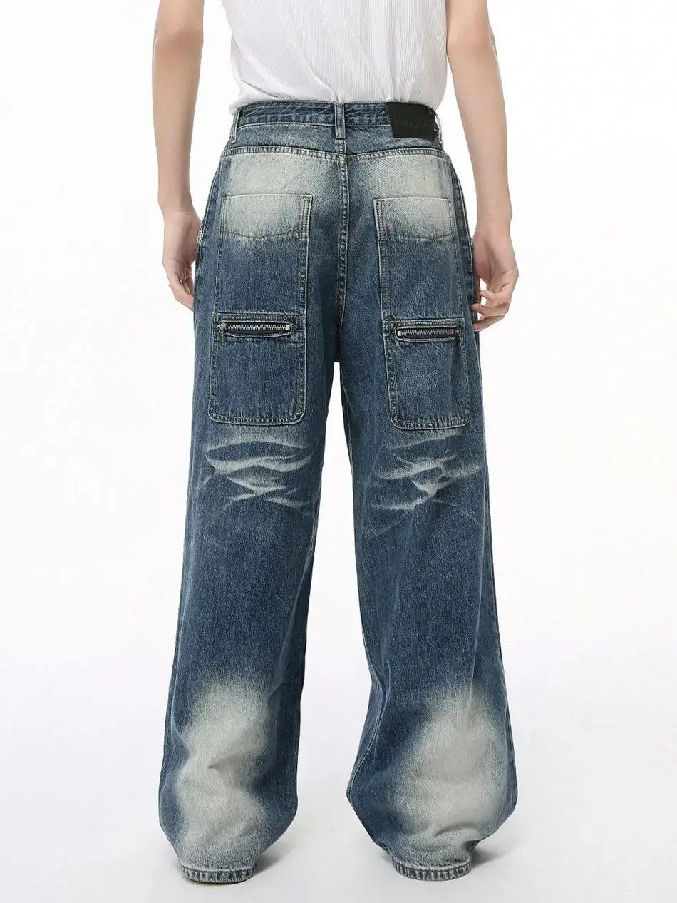 Japanese Brand Retro loose wide leg straight leg jeans Size US 32 / EU 48 - 5 Thumbnail