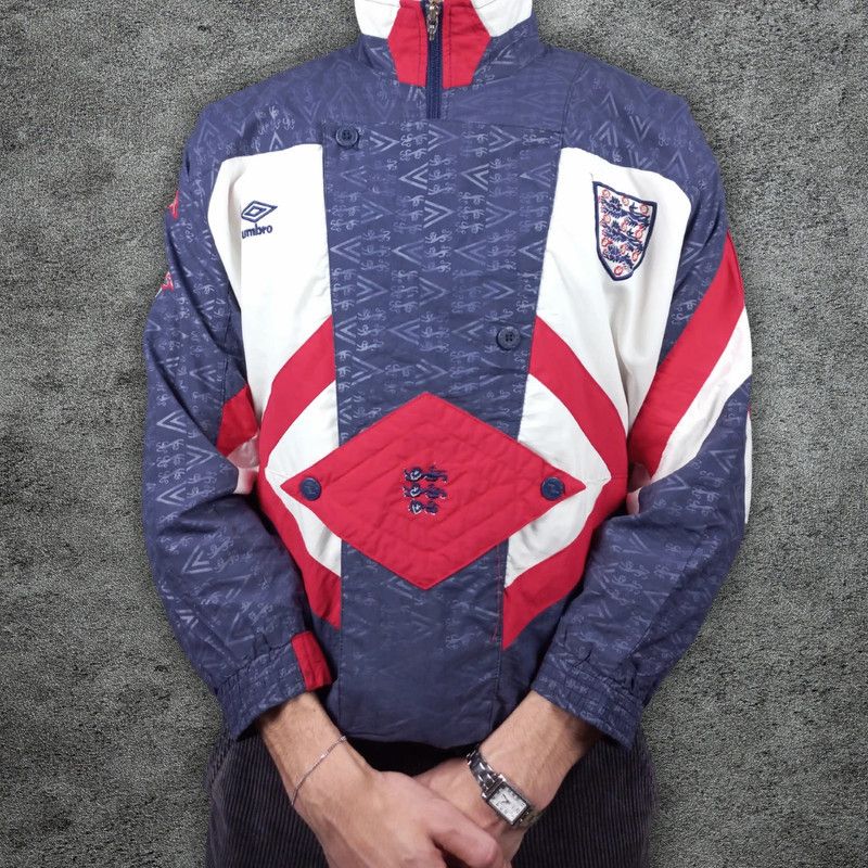 Umbro Euro 1990-92 England Jacket M - Jersey vintage Size US S / EU 44-46 / 1 - 1 Thumbnail