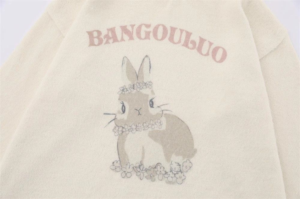Japanese Brand × Vintage Men's loose casual round neck knitted rabbit print sweater Size US M / EU 48-50 / 2 - 4 Thumbnail