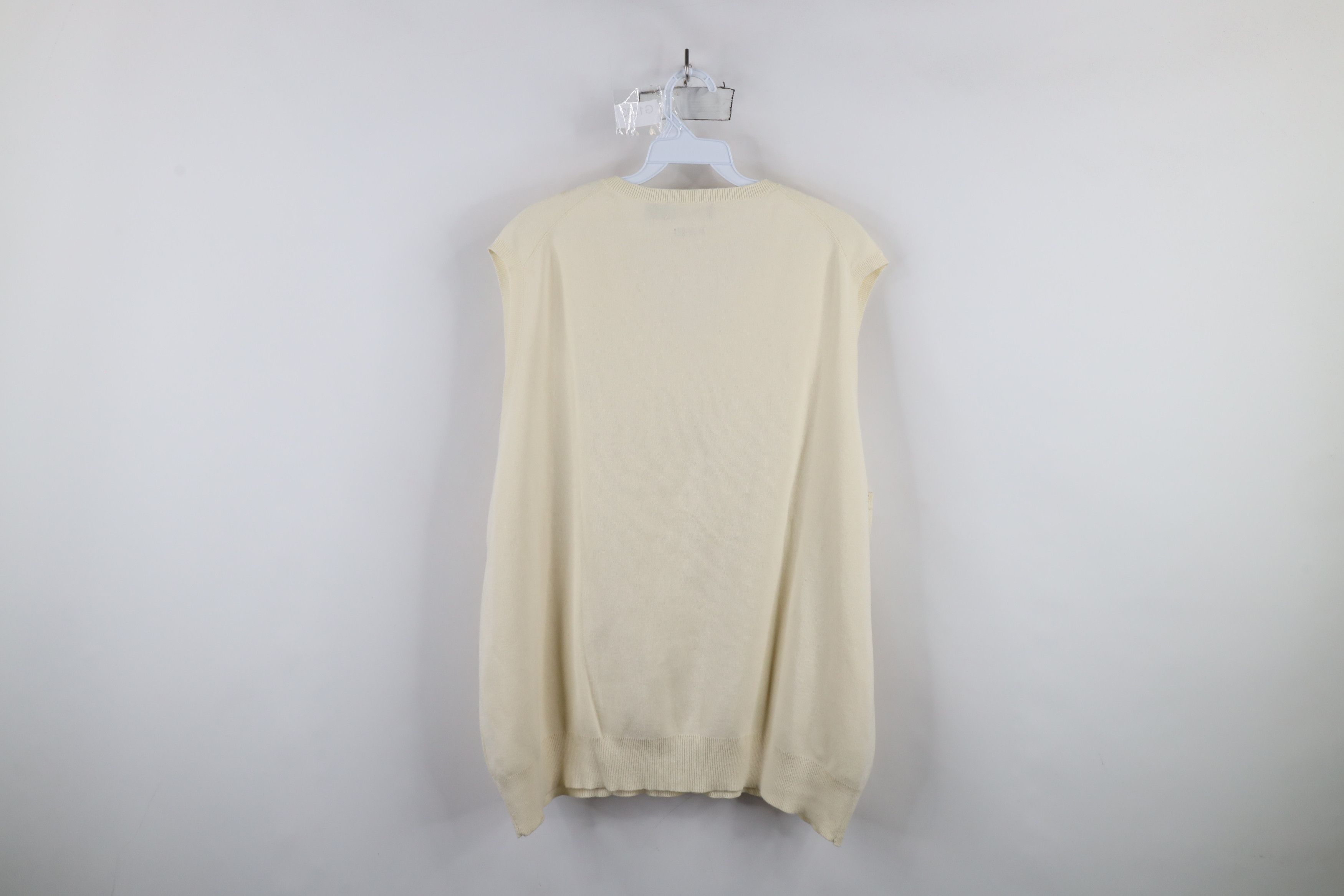 Ralph Lauren × Vintage Vintage Ralph Lauren Pima Cotton Knit Sweater Vest Cream Size US XXL / EU 58 / 5 - 8 Thumbnail