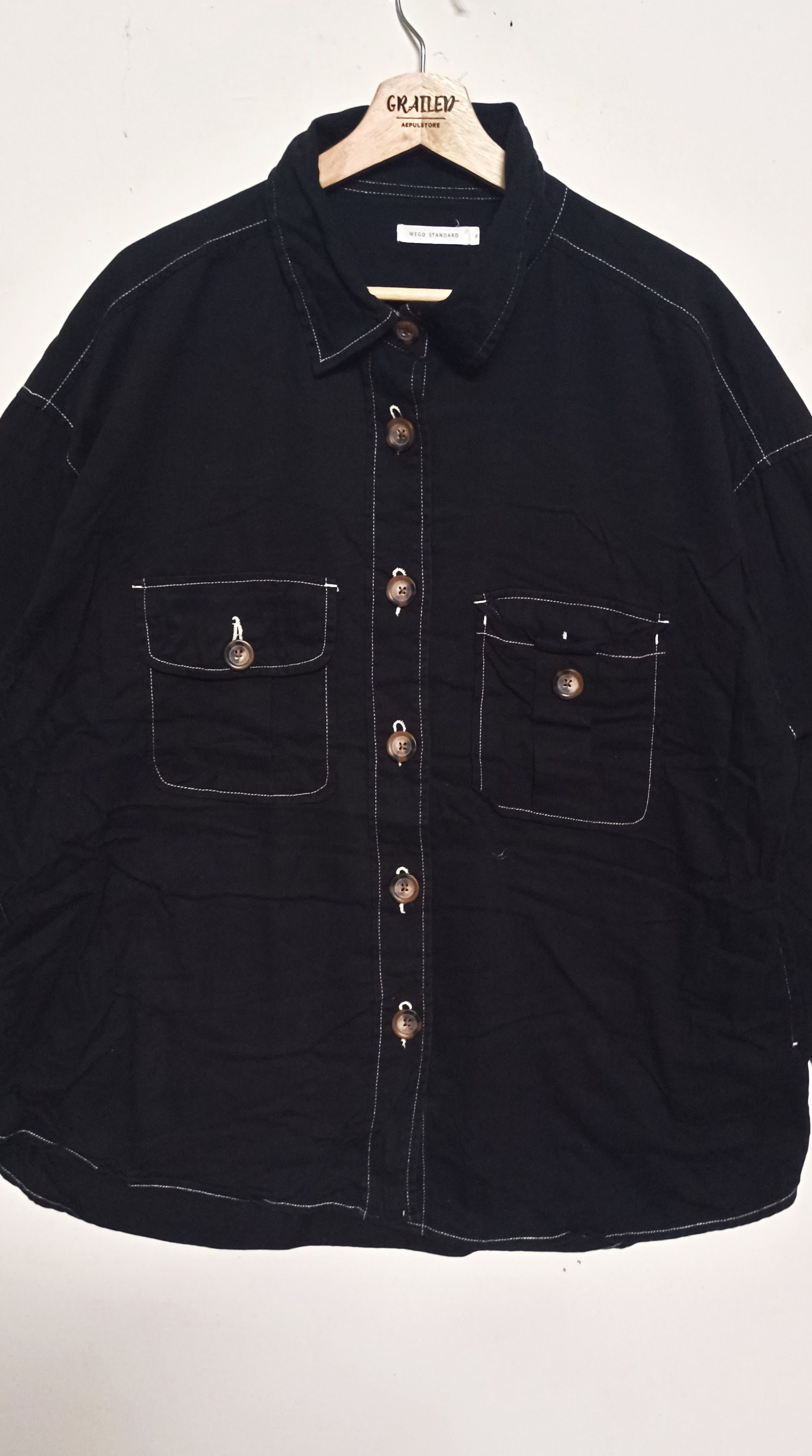 Japanese Brand × Vintage Wise Standard Super Black Button Up Jacket Size US XL / EU 56 / 4 - 2 Thumbnail