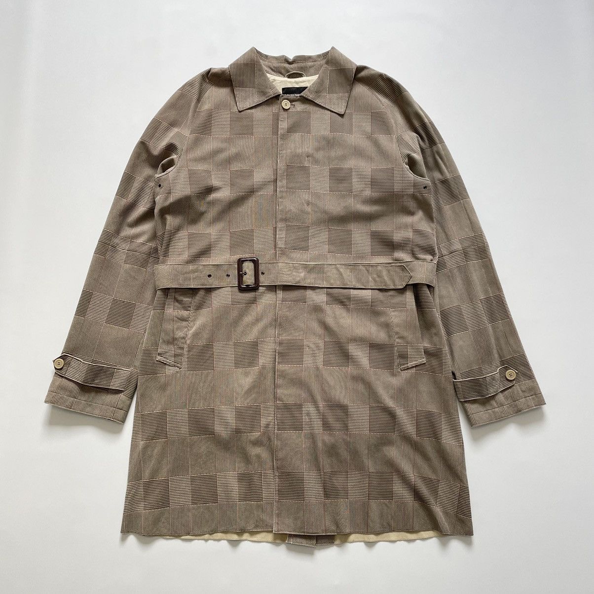 Emporio Armani Prince Of Wales Check Suede Overcoat Size US XL / EU 56 / 4 - 1 Thumbnail