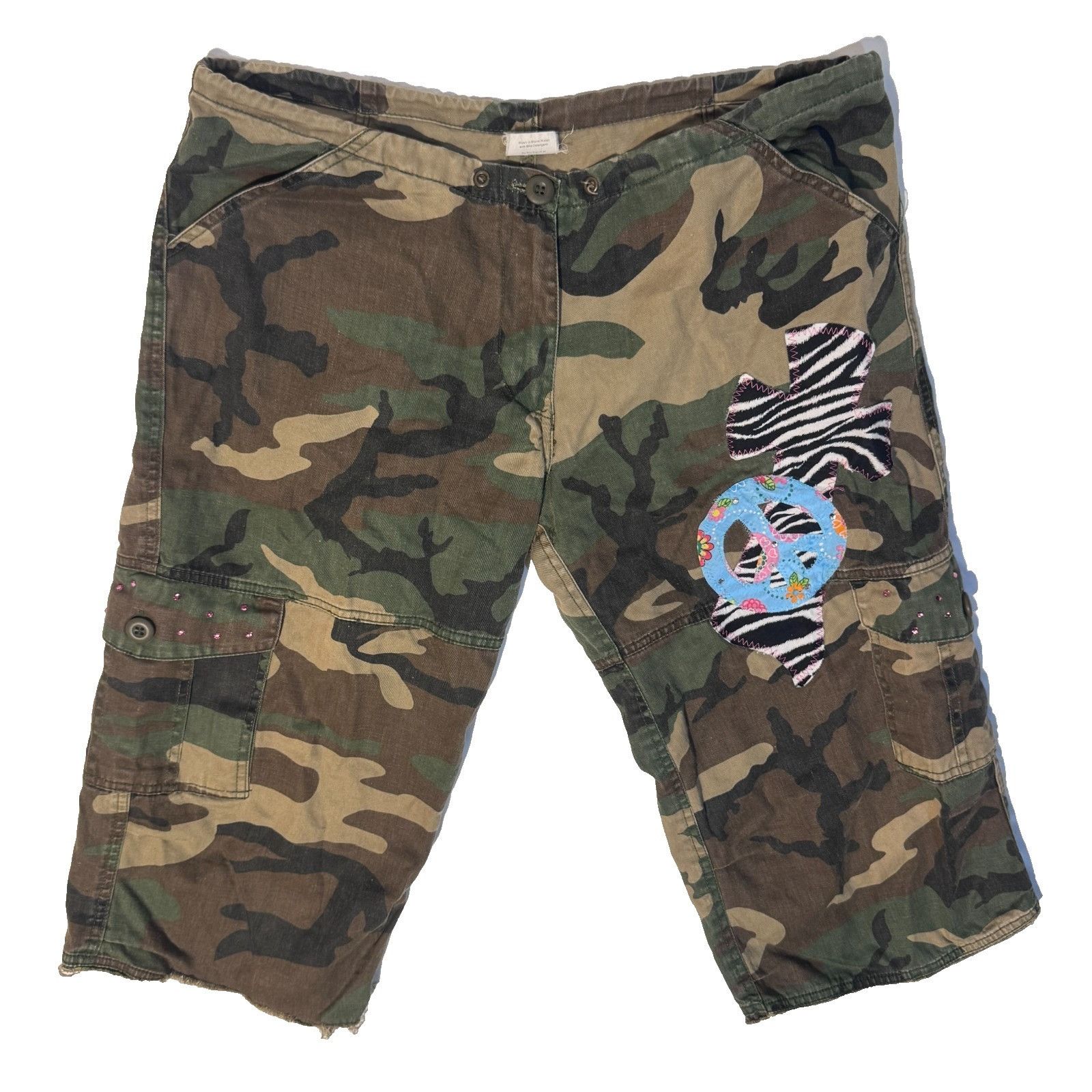 Other Y2K Camo Capri Pants Woman’s Small 34 Zebra Cross Patch Pea Size 34" / US 12 / IT 48 - 1 Thumbnail