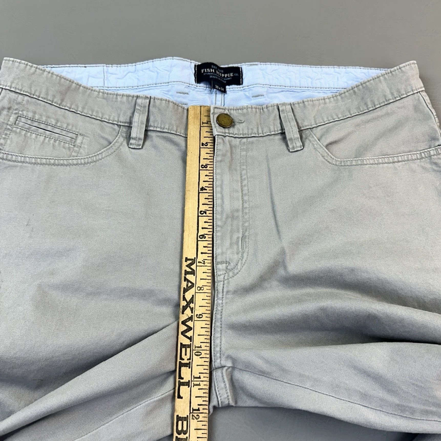 CO Fish Hippie Co Pants Mens 38x30 Gray Pima Cotton Stretch Chino Straight Casual Size US 38 / EU 54 - 5 Thumbnail