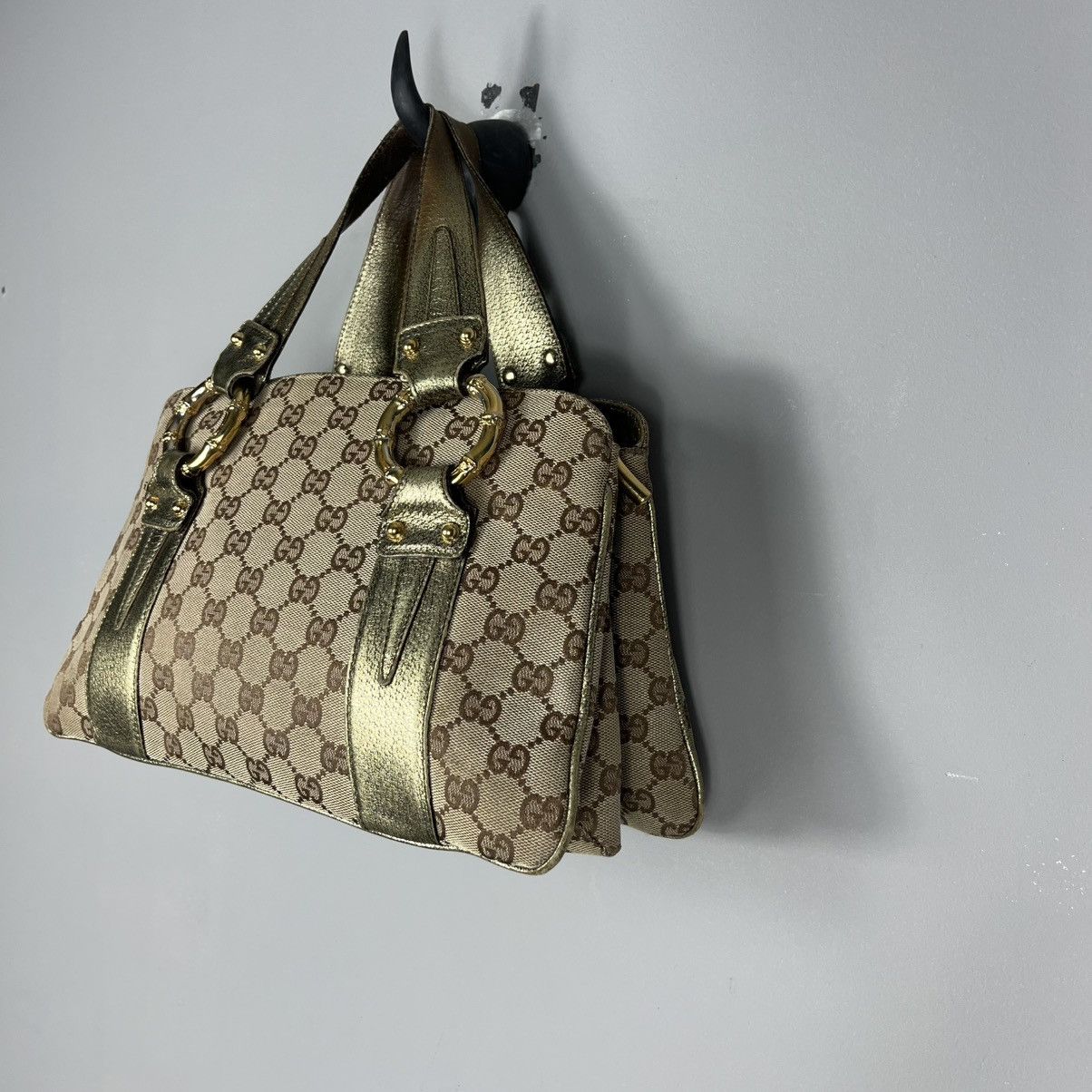 Gucci Bag Brown Gold Luxury Vintage Style Monogram