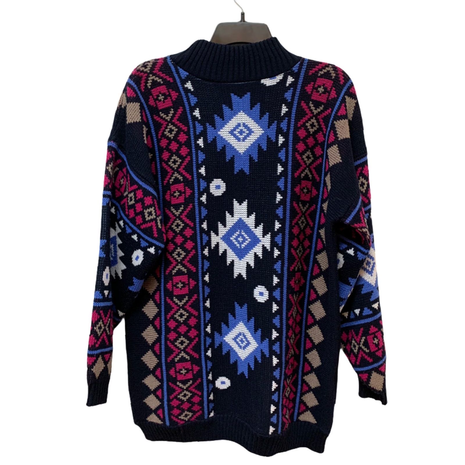 Vintage VINTAGE Clifton Place Bright Neon Navajo Southwestern Chunky Knit Tunic Sweater Size L / US 10 / IT 46 - 2 Thumbnail
