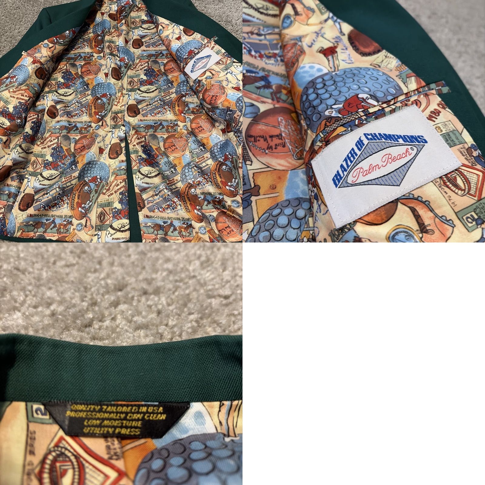 Vintage VINTAGE Palm Beach Blazer Of Champions Green Masters Blazer Jacket 42R Men's Green 2 Piece Beach Regular Mens Size 42R - 8 Thumbnail