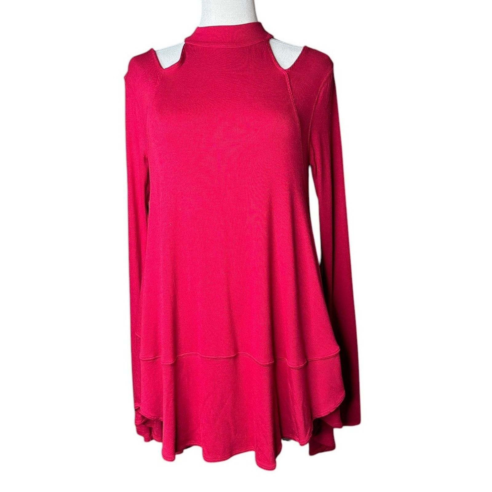 Free People Free People Red Downtown Girl Cut Out Swing Tunic Top Size S / US 4 / IT 40 - 2 Thumbnail