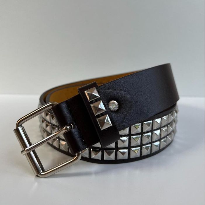 Designer Y2K 2000s classic pyramid studded brown silver goth emo belt ...