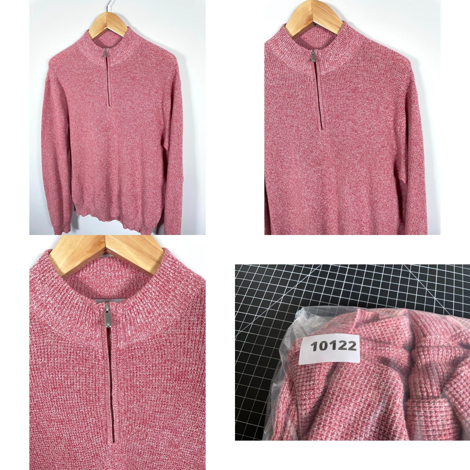 Peter Millar Peter Millar Sweater Men's Large Marled Red 1/4 Zip Pima Cotton Merino Wool Size US L / EU 52-54 / 3 - 9 Thumbnail