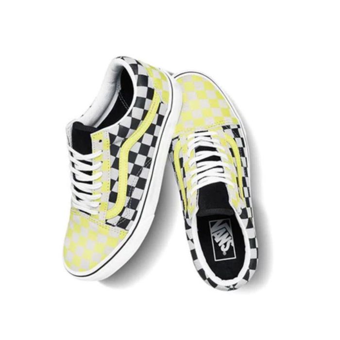 Yellow checkered hot sale vans laces