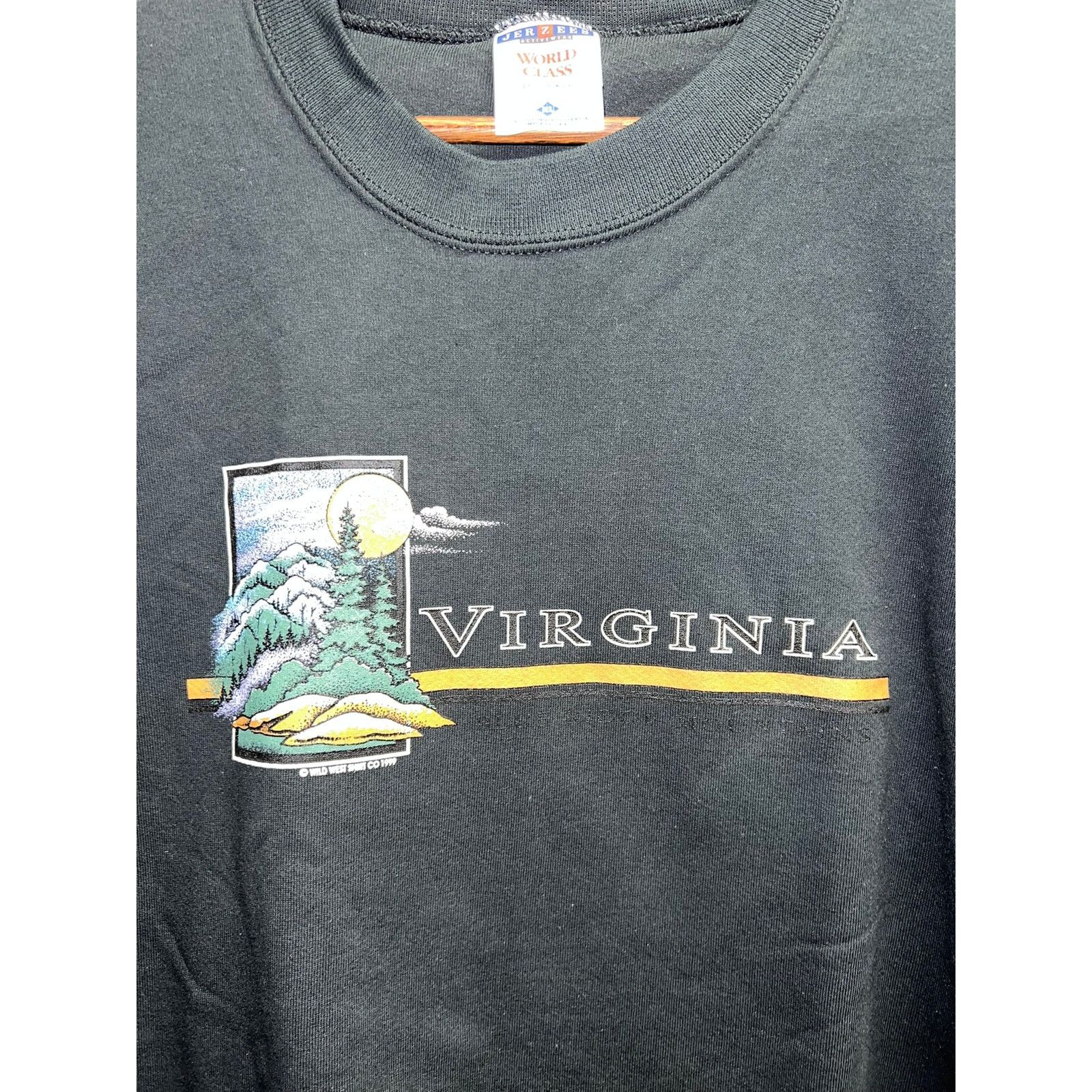 Jerzees Vintage Virginia Sweatshirt Crewneck Mountains Black USA 90s Size US XL / EU 56 / 4 - 2 Thumbnail