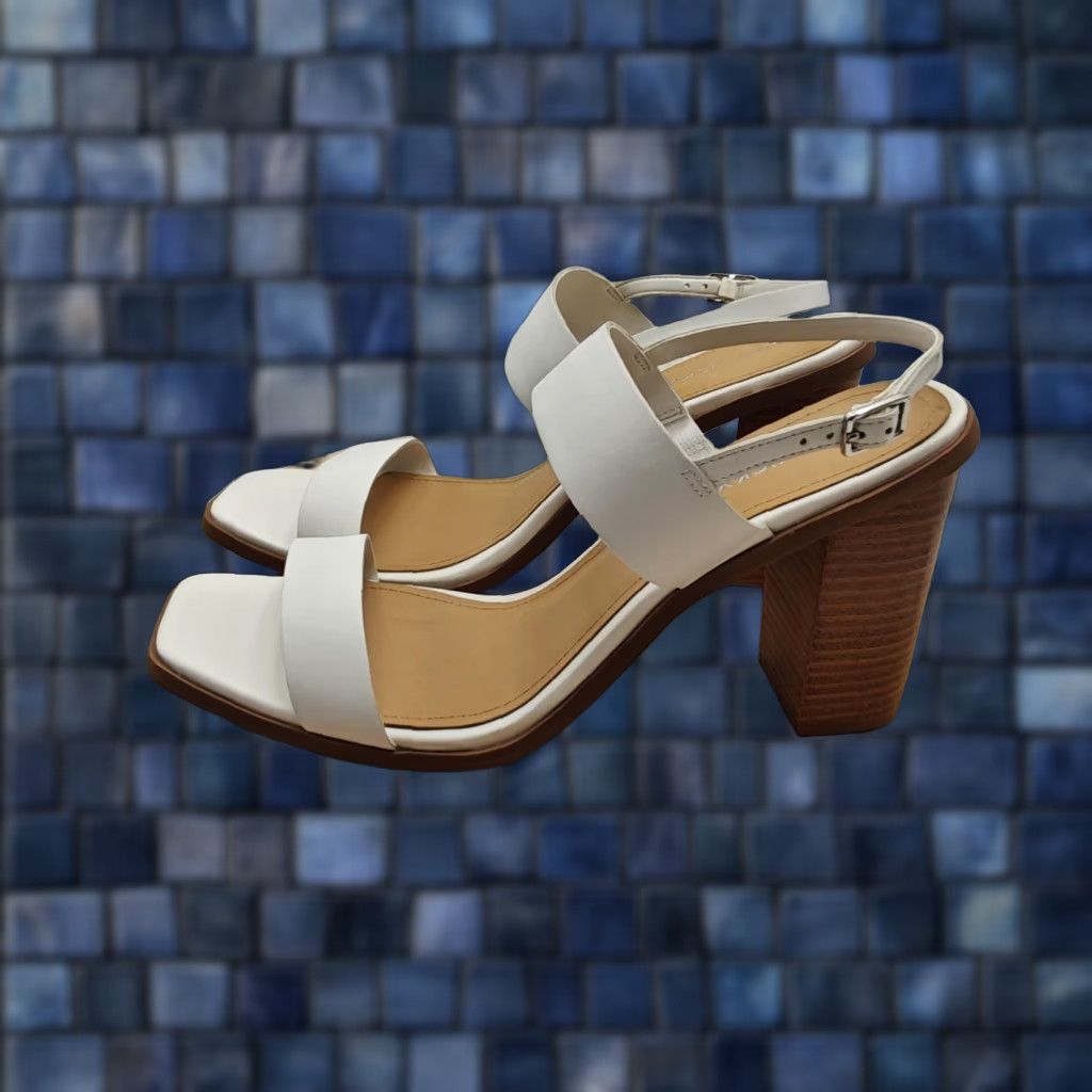 Vintage Lisa Vicky Shoes Womens Slingback Dress Sandals White Size 11 Buckle Adjustable Block Heel 3-3.9in Party/Cocktail Womens Size L / US 10 / IT 46 - 1 Thumbnail