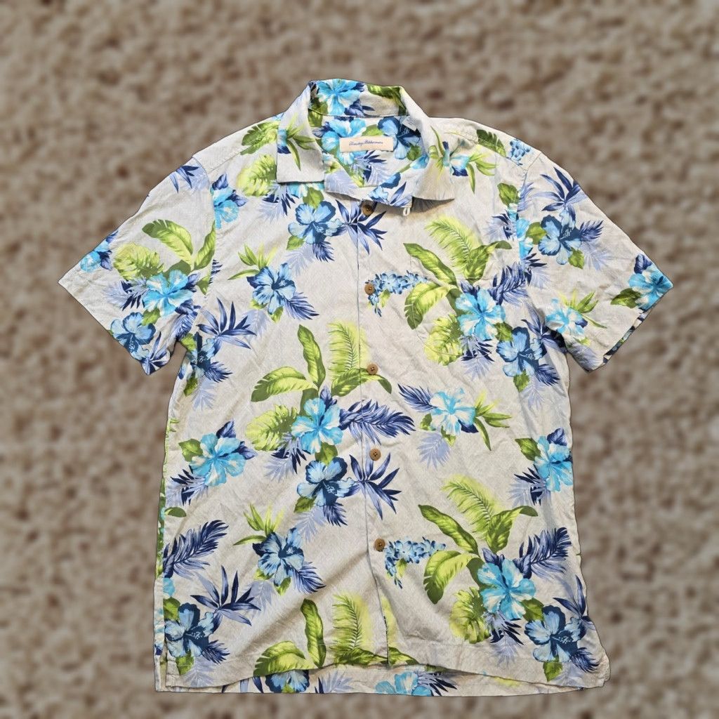 Tommy Bahama Tommy Bahama Shirt Men Medium Blue Floral Silk Button Short Sleeve Beach Aloha Classic Hawaiian Mens Size US M / EU 48-50 / 2 - 1 Thumbnail