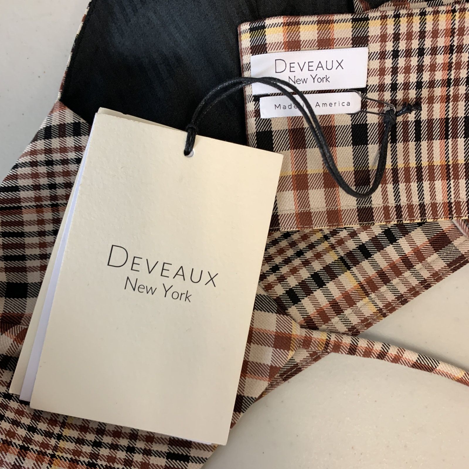 Deveaux 8 Beige & Burgundy Plaid Cotton Shell Bralette Top Size M / US 6-8 / IT 42-44 - 4 Thumbnail