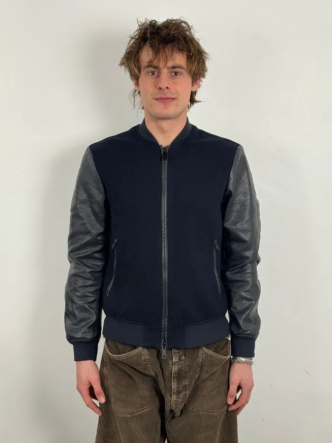 Emporio Armani Emporio Armani Navy & Black Wool Bomber Jacket Size US M / EU 48-50 / 2 - 2 Thumbnail