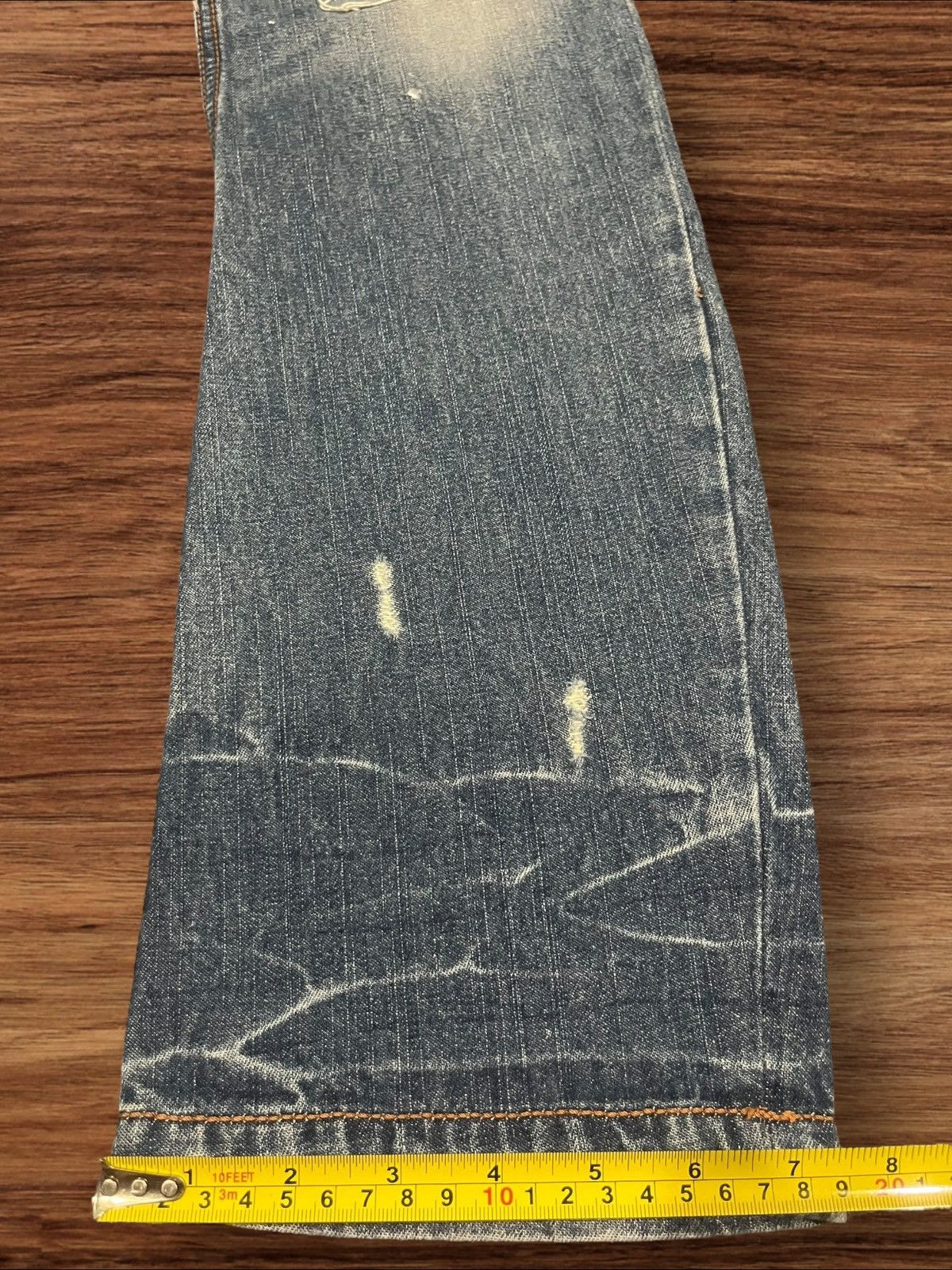 If Six Was Nine × Japanese Brand × Le Grande Bleu (L.G.B.) Burnout Social Sculpture Damaged Carpenter Cracked Leg Jeans Size US 30 / EU 46 - 17 Thumbnail