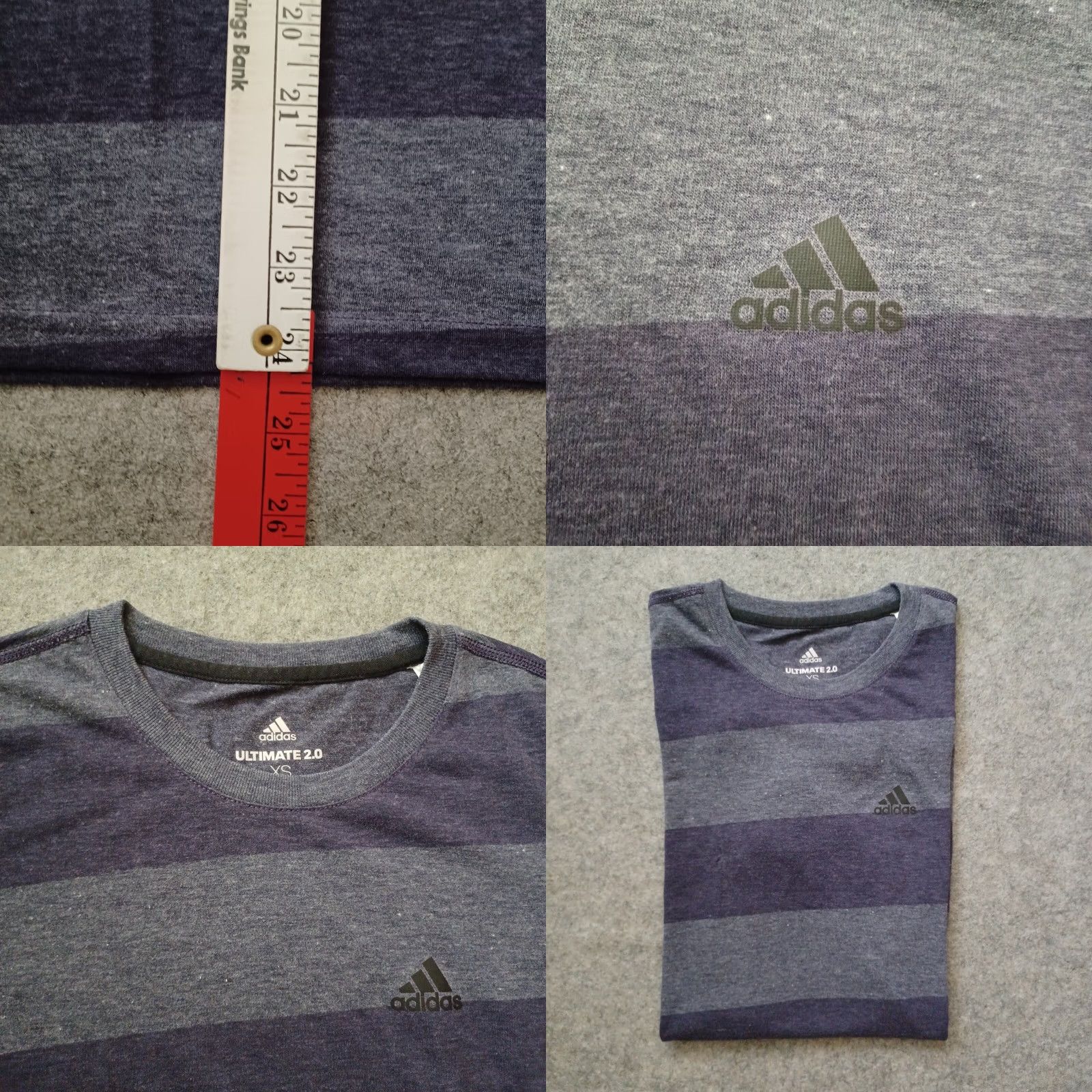 Adidas Adidas Womens T Shirt XS Gray Heather Charcoal Striped Ultimate 2.0 Short Sleeve Crew Neck Pullover Activewear Casual Travel Womens XS Gray Size XS / US 0-2 / IT 36-38 - 8 Thumbnail