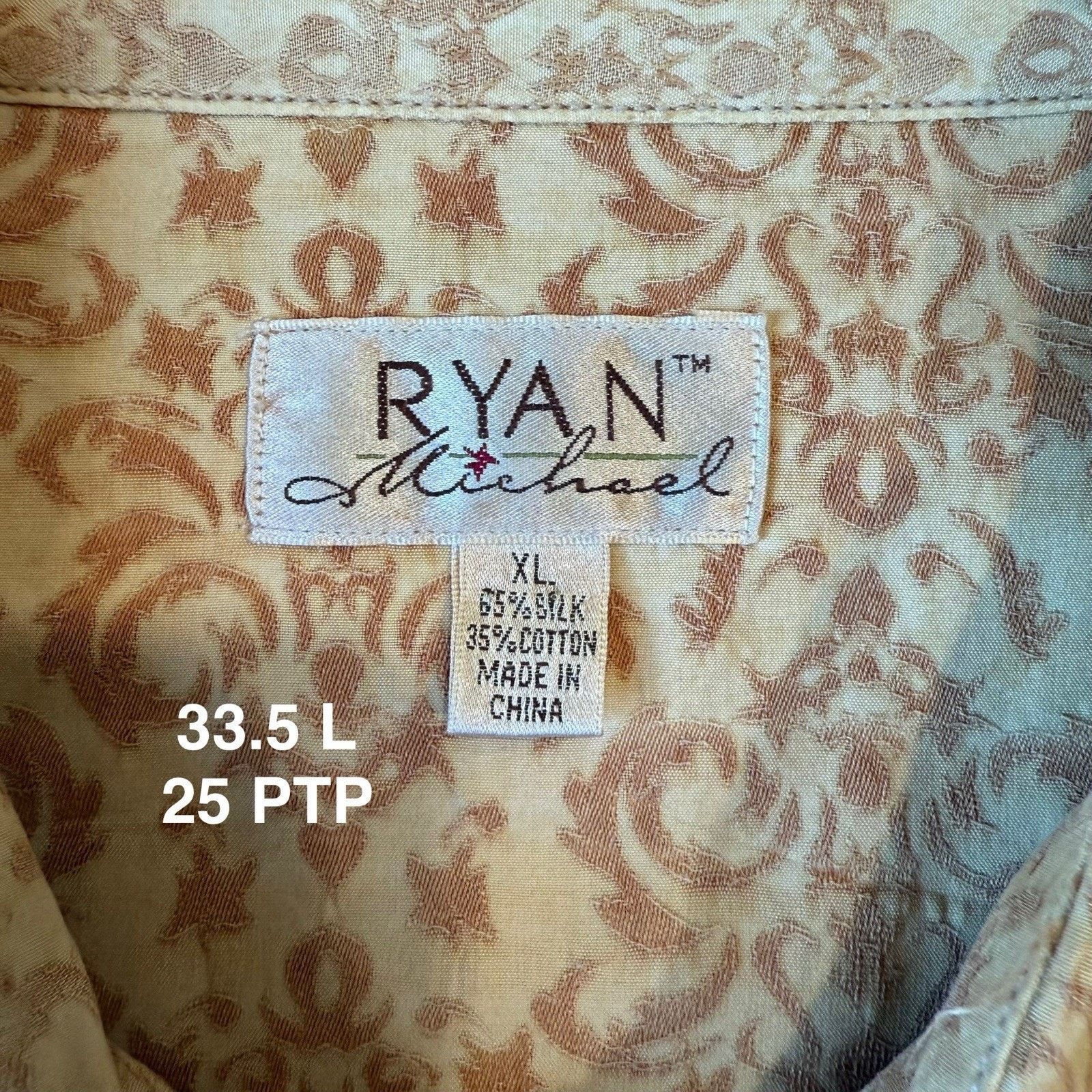 Wrangler Ryan Michael Silk Pearl Snap Shirt XL Yellow Paisley Western Size US XL / EU 56 / 4 - 6 Thumbnail