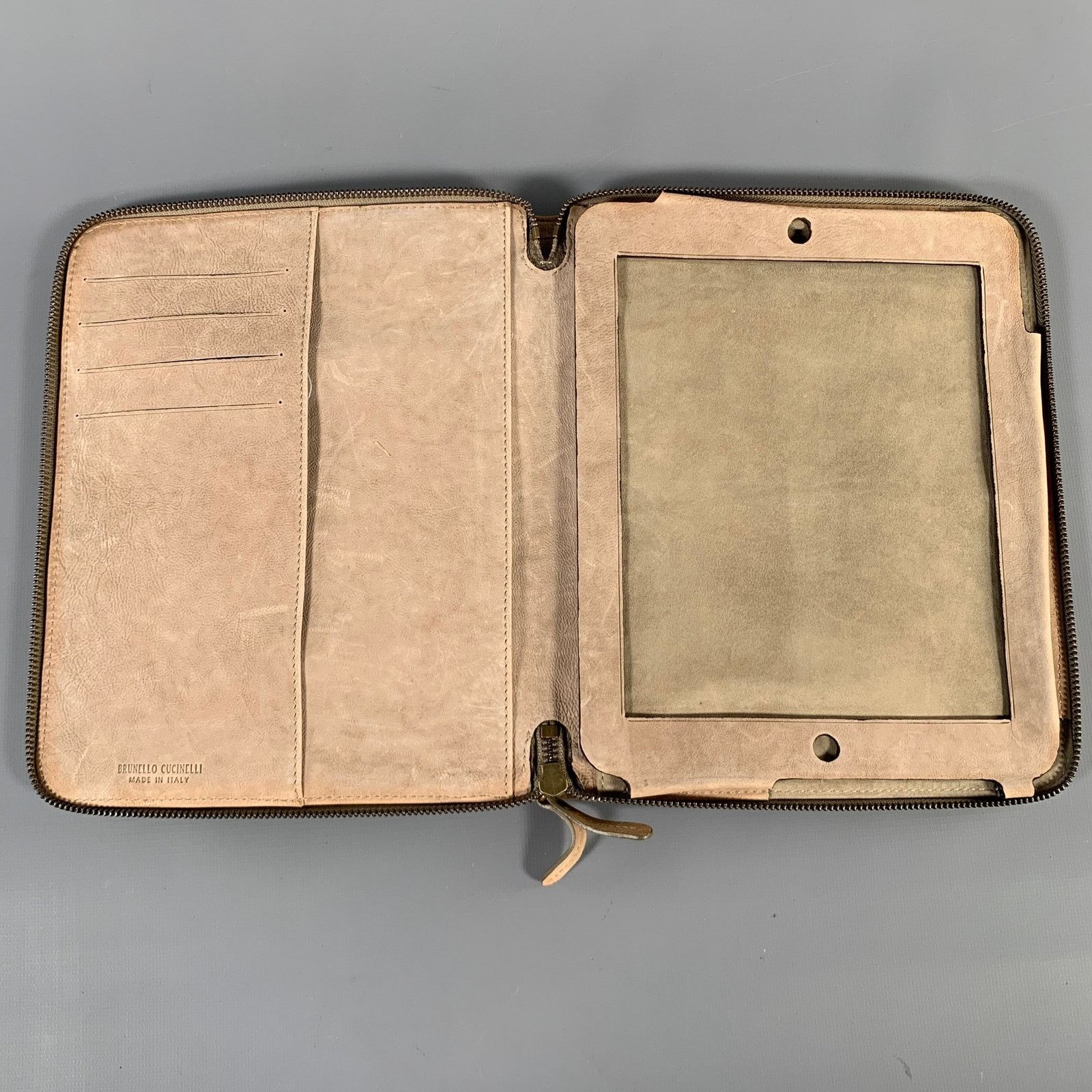 Brunello Cucinelli BRUNELLO CUCINELLI Taupe Leather iPad Case Leather Goods Size ONE SIZE - 6 Thumbnail