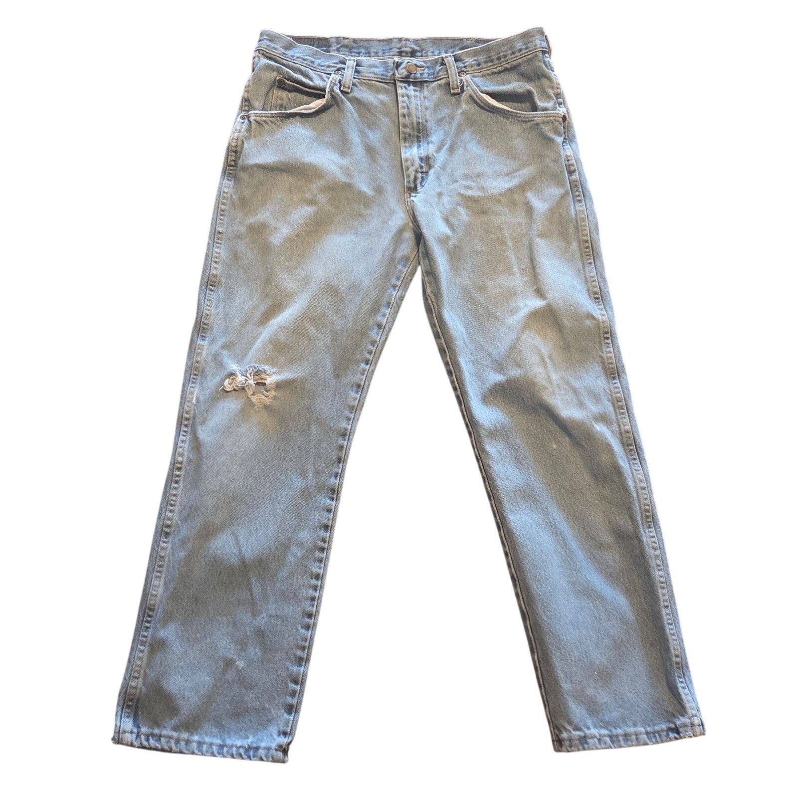 Wrangler Stylish Light Blue Distressed Wrangler Jeans 34x29 Size US 34 / EU 50 - 1 Thumbnail