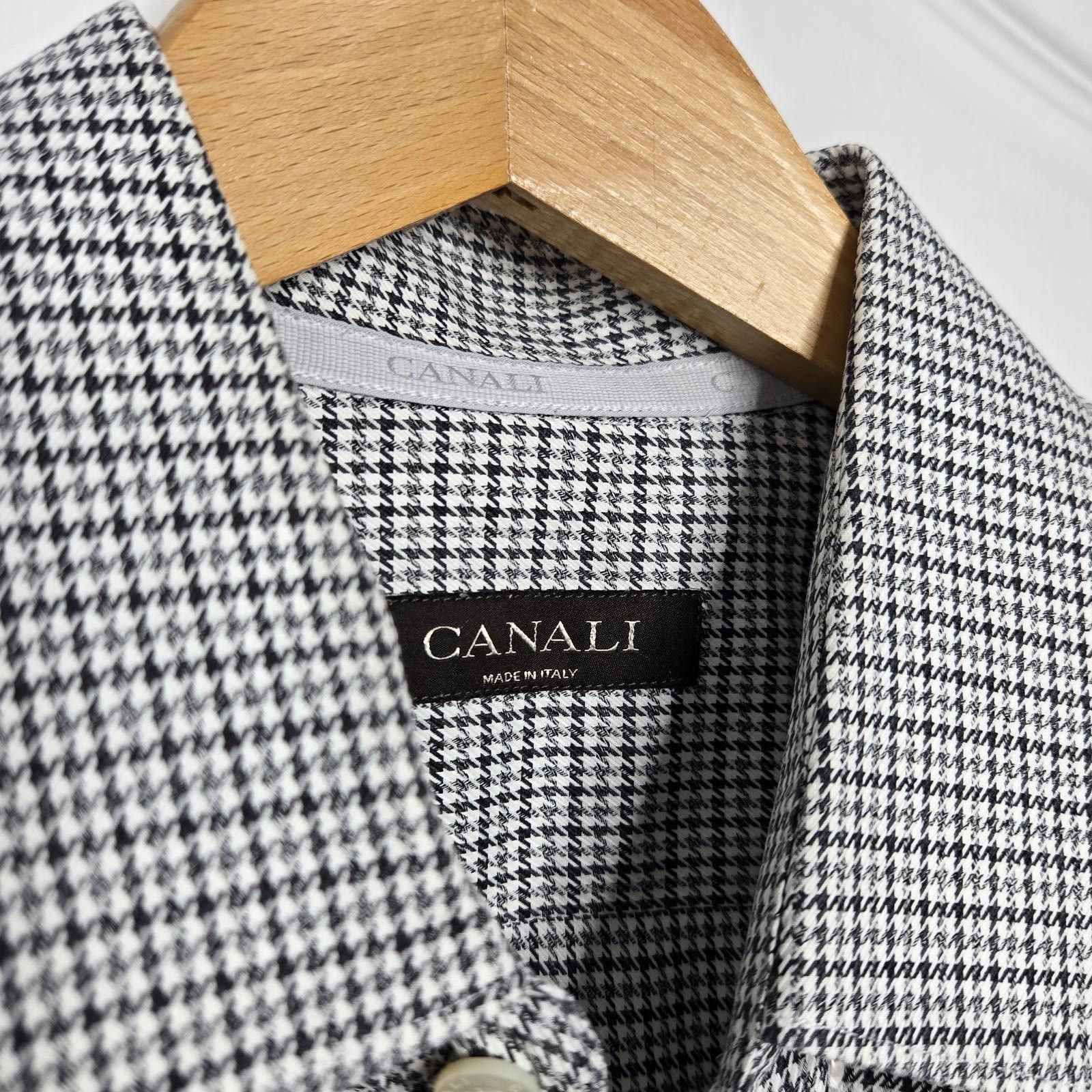 Canali Canali Shirt Men's Large Dress Houndstooth Button Down Size 42R - 2 Thumbnail