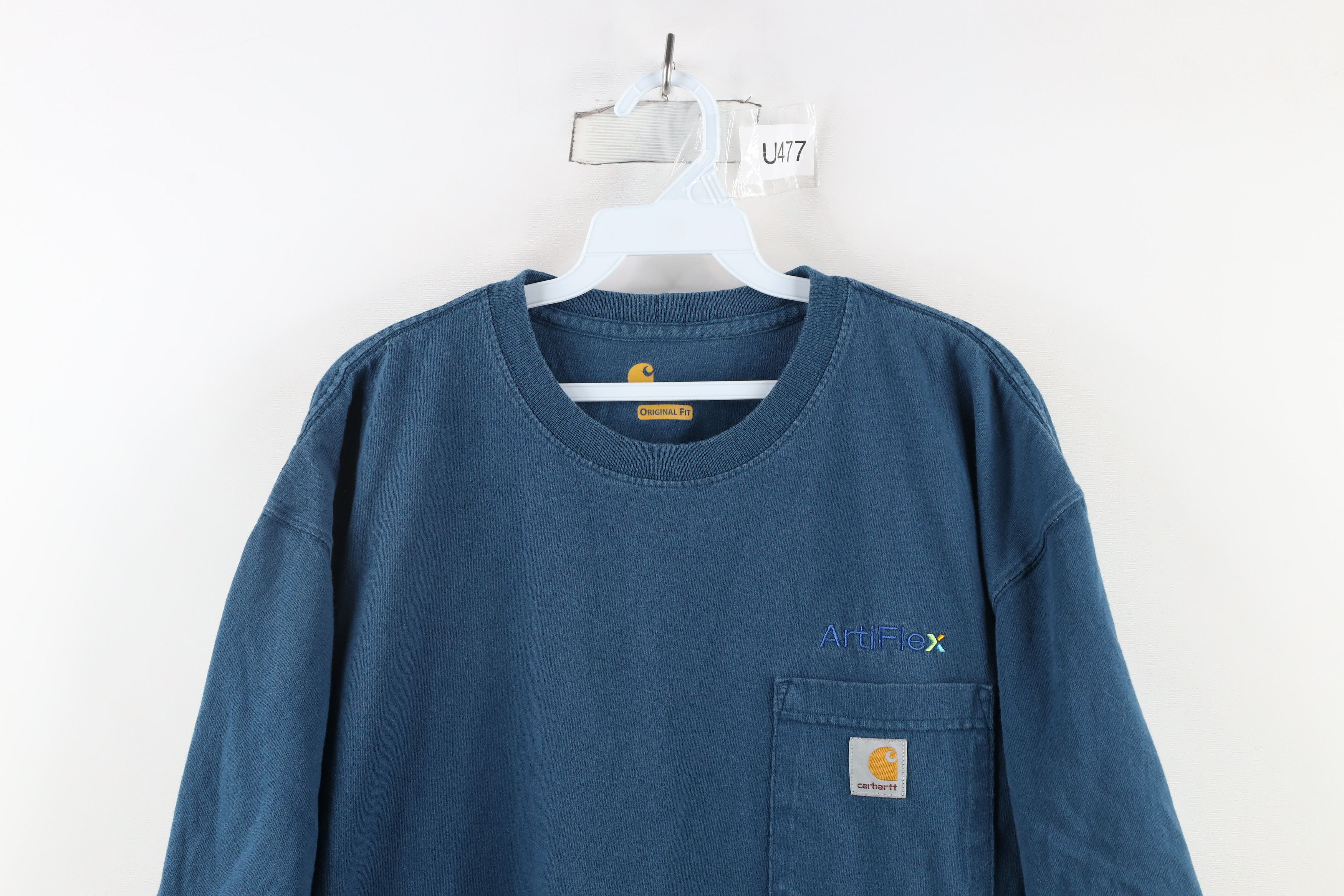Carhartt × Vintage Vintage Carhartt Out Heavyweight Pocket T-Shirt Blue Cotton Size US XL / EU 56 / 4 - 2 Thumbnail
