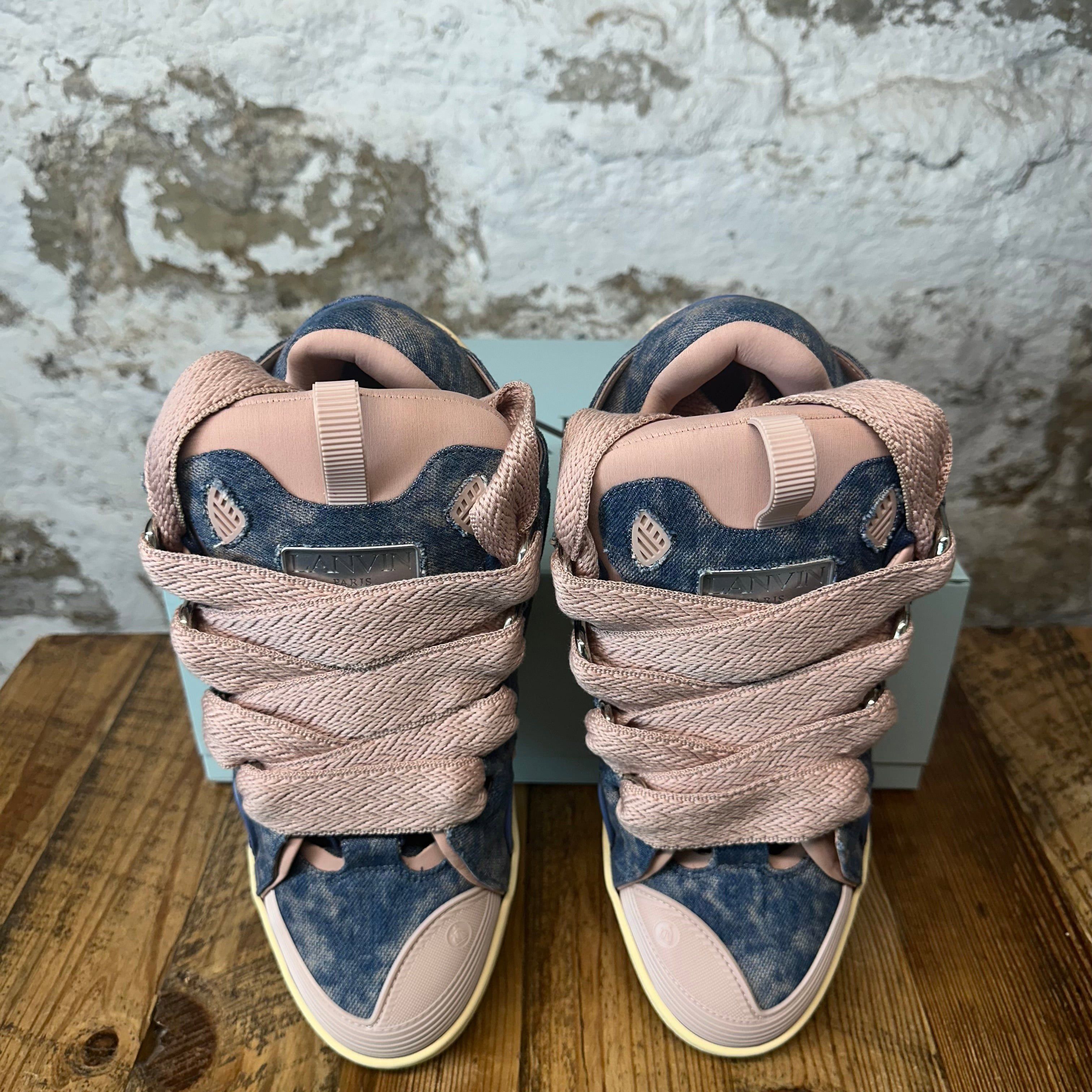 Lanvin Lanvin Curb Rose Denim Beige Sneaker Sz 12 (45) DS Size US 12 / EU 45 - 4 Thumbnail