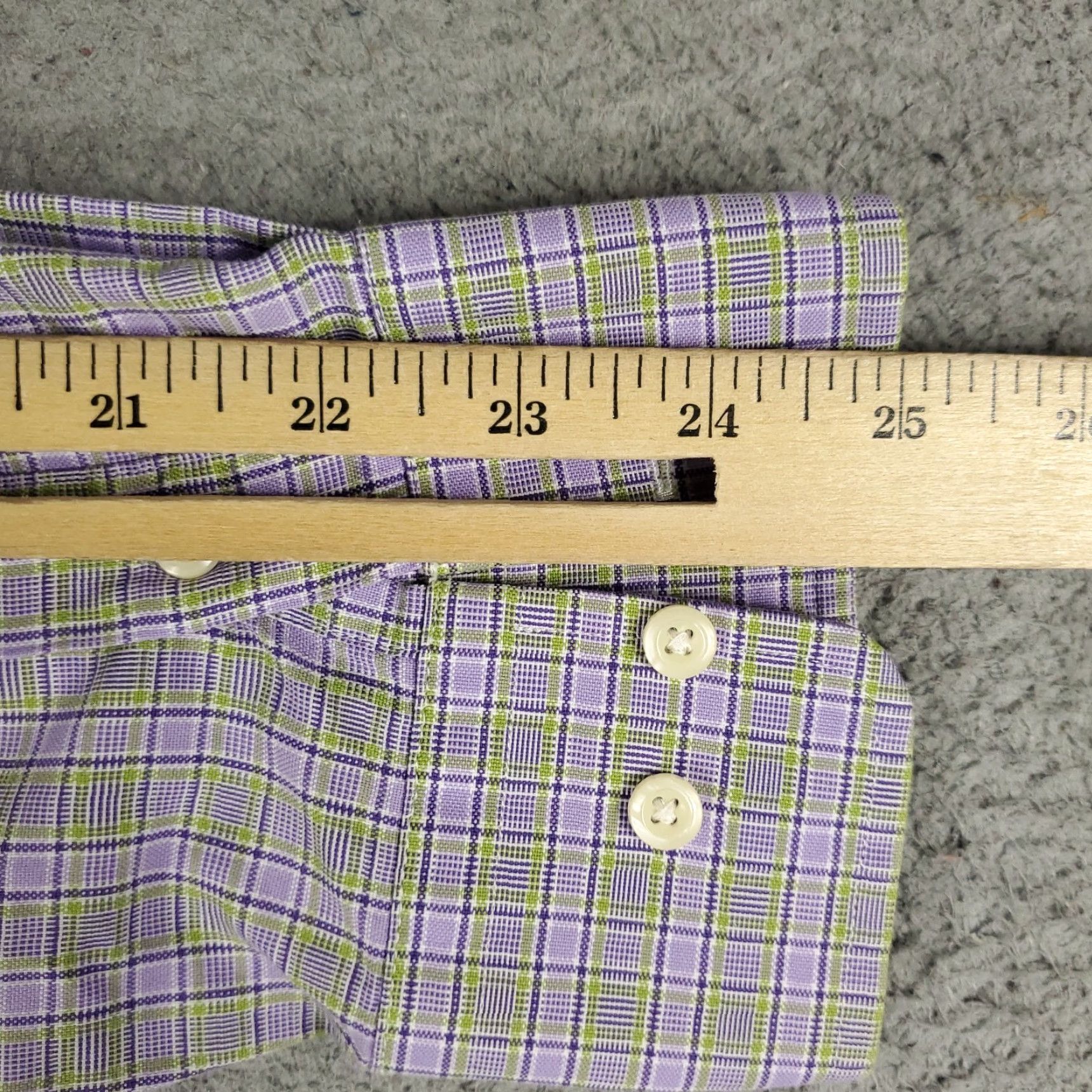 David Donahue DAVID DONAHUE Shirt Mens Size 16.5 Purple Plaid Dress Long Sleeve Button-Up Modern Casual Business Regular Fit Size 42R - 6 Thumbnail