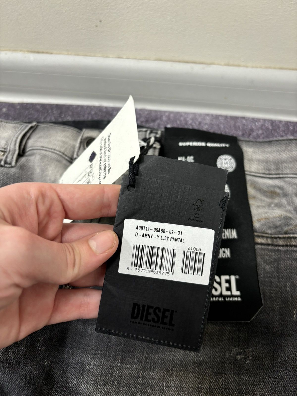 Diesel Diesel D-Amny Skinny NWT Washed Black Distressed Denim Jeans Size US 31 - 9 Thumbnail