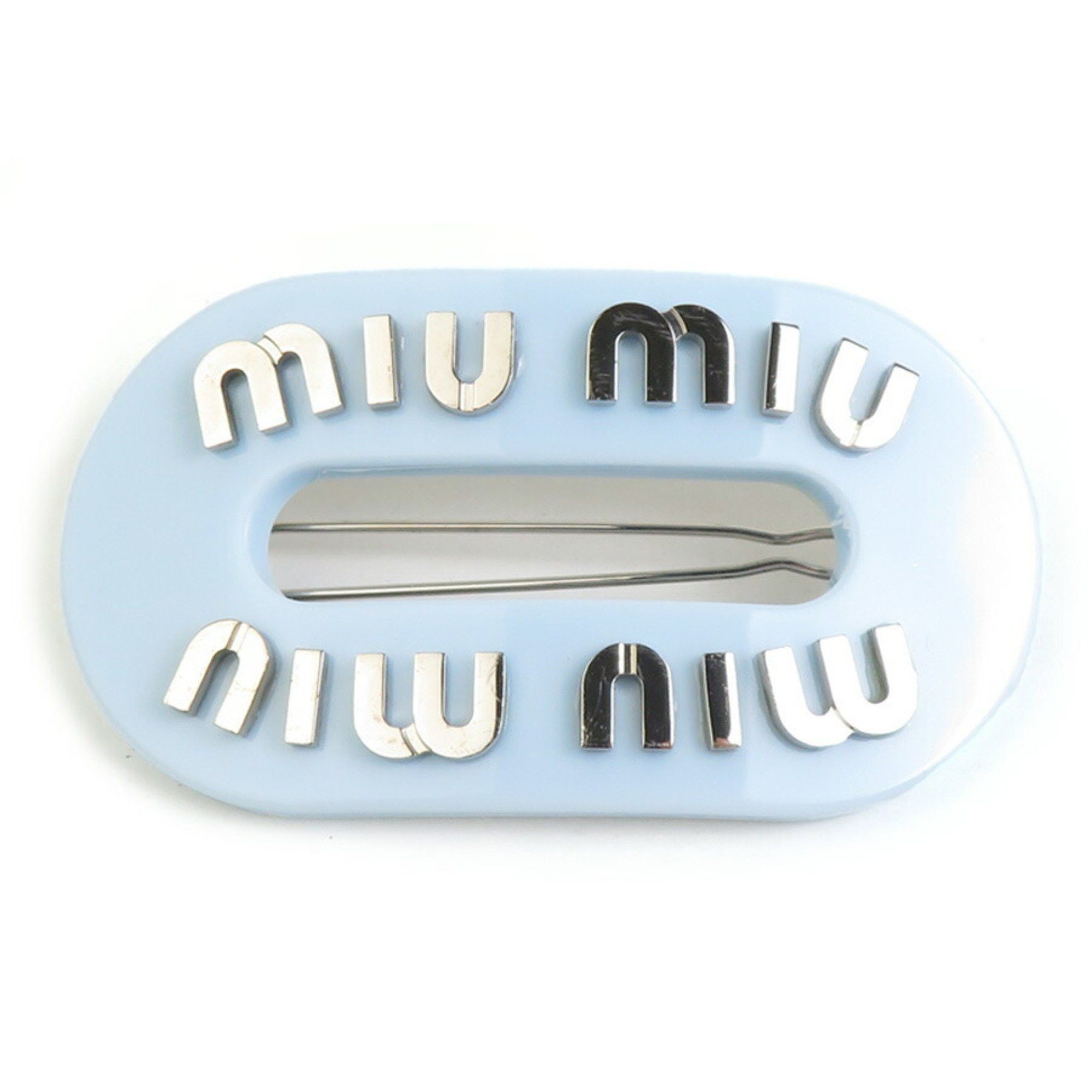 Miu Miu Miu Miu Miu Barrette Hair Accessory Resin Light Blue x Silver Women's r10646j Size ONE SIZE - 1 Thumbnail
