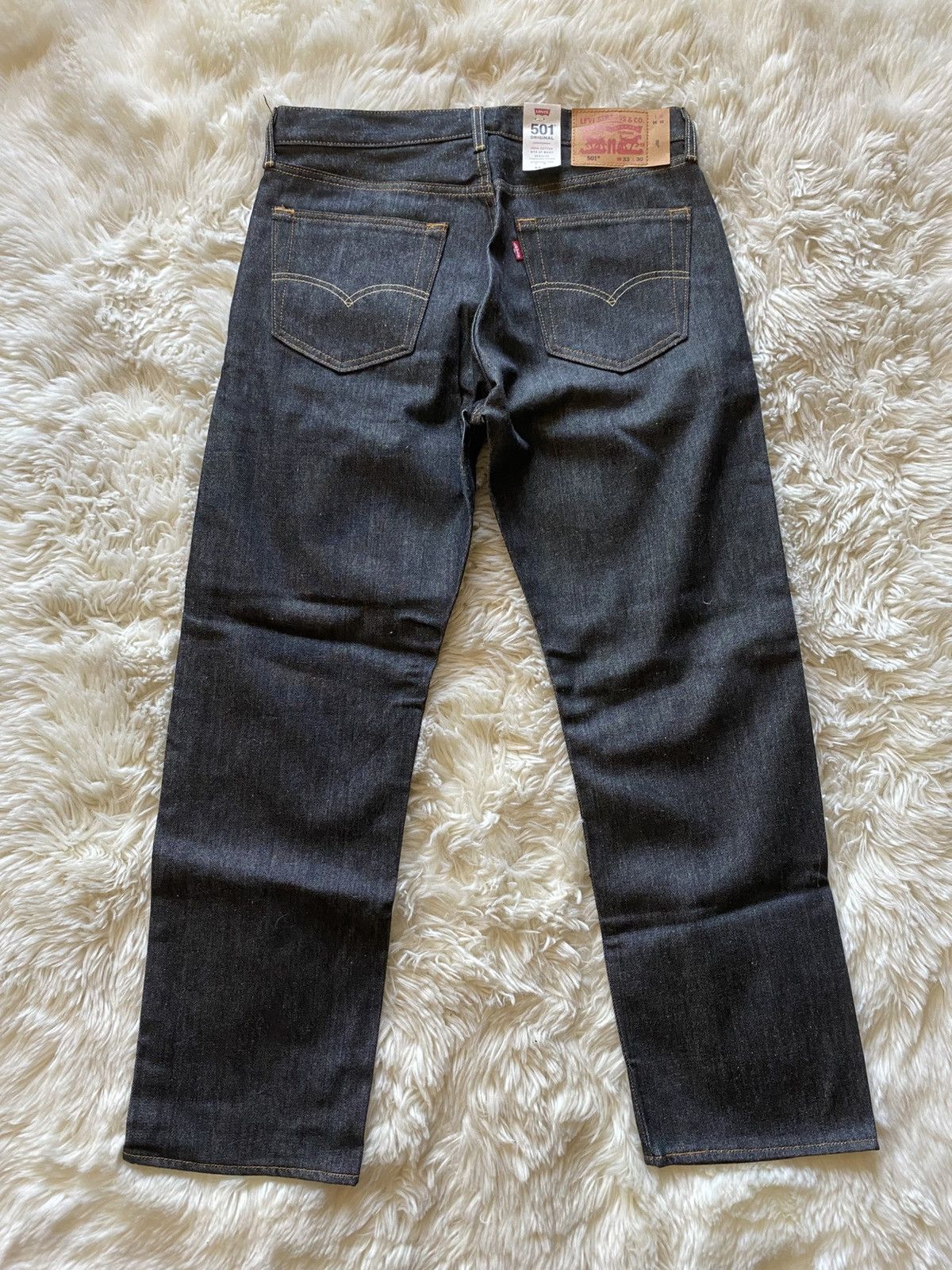 Levi's Levis 501 Raw Denim Jeans Dark Wash Y2K Straight Size US 33 - 2 Thumbnail
