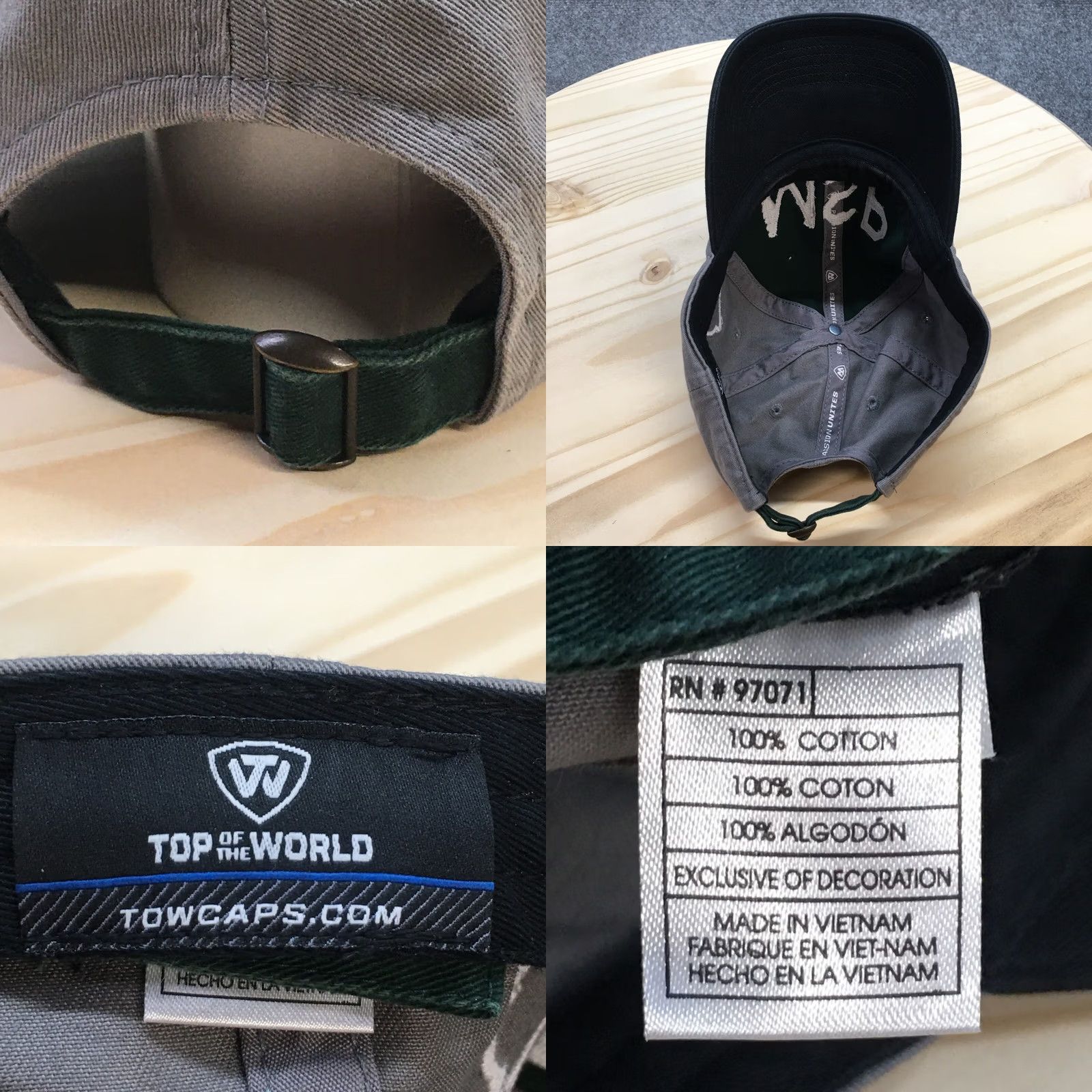 NCAA NCAA Baseball Cap Mens Gray Green MSP 2019 Final Four Minneapolis OS Adjustable Size ONE SIZE - 8 Thumbnail