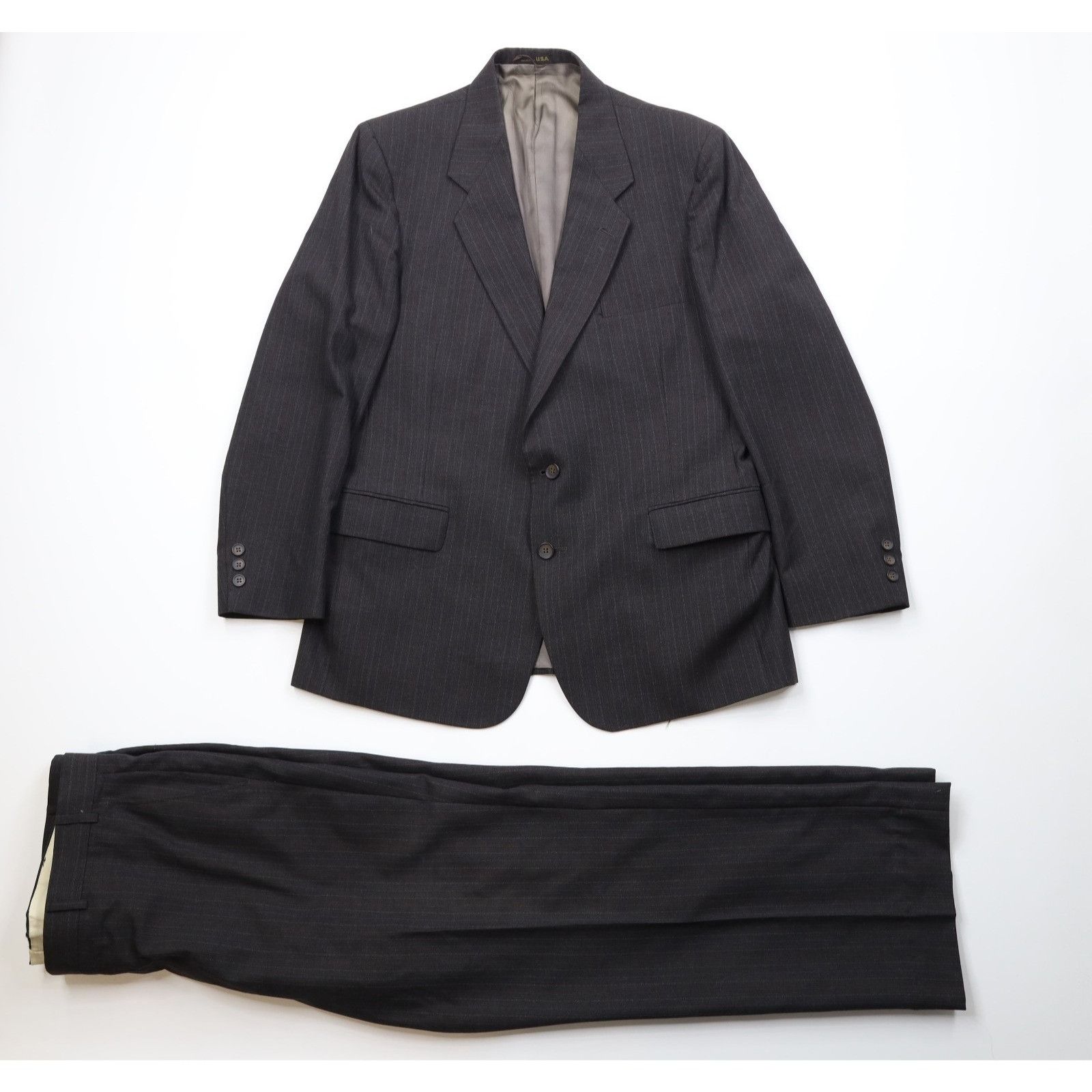 Vintage Vintage 70s Streetwear 2 Piece Pinstriped Knit Suit Size 46R - 1 Thumbnail
