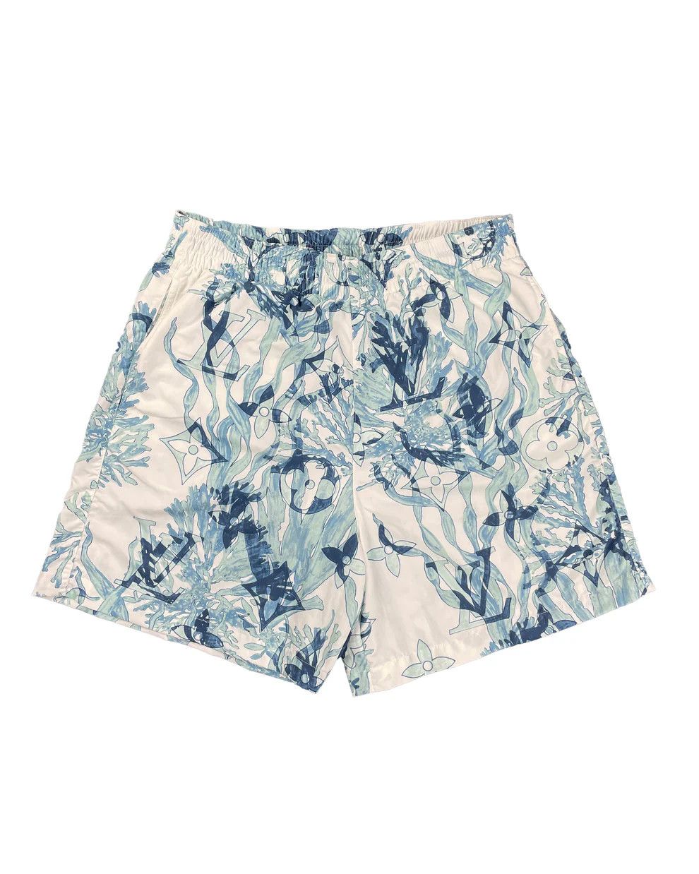 Image of Louis Vuitton Aquagarden Swimshorts in White/Blue, Men's (Size 30)