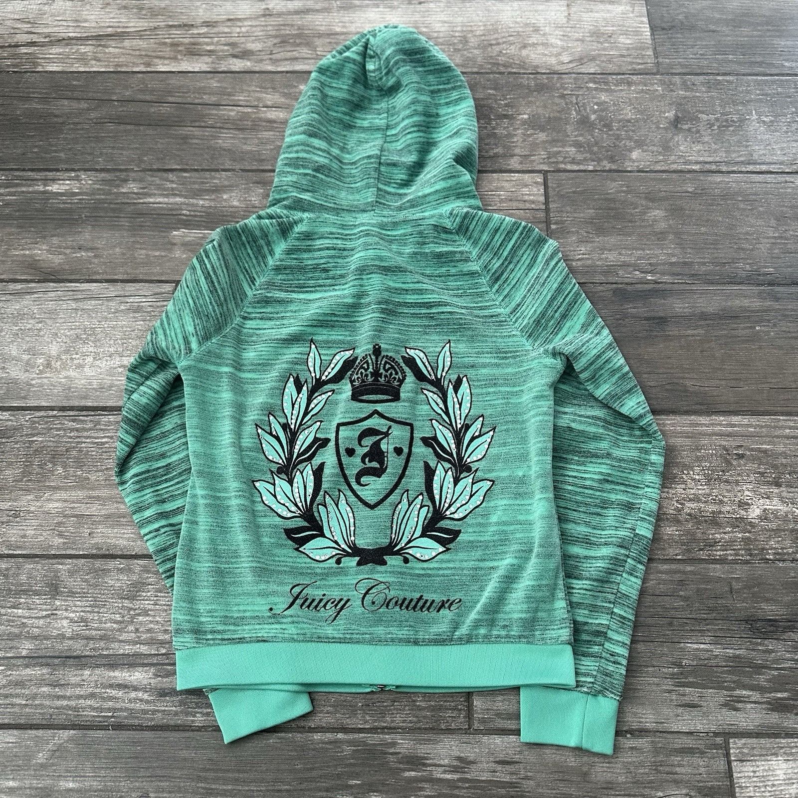 Juicy Couture Y2K JUICY COUTURE TEAL STRIPED ZIP UP CROWN HOODIE SWEATSHIR Size XS / US 0-2 / IT 36-38 - 1 Thumbnail