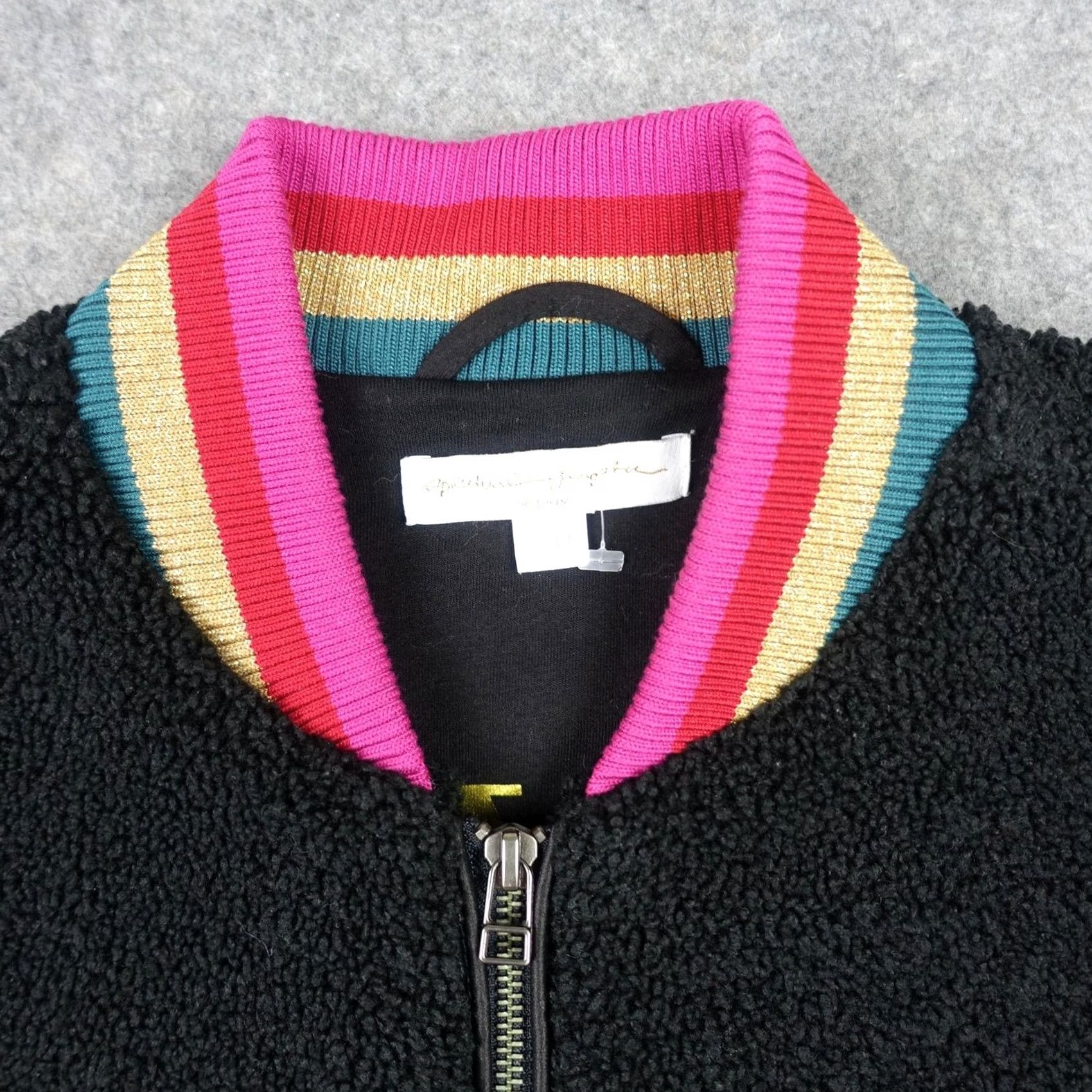 Spiritual Gangster Spiritual Gangster Jacket Womens Medium Black Bomber Rainbow Zip Lined Faux Fur Short Coat/Nylon Shell? Size M / US 6-8 / IT 42-44 - 2 Thumbnail