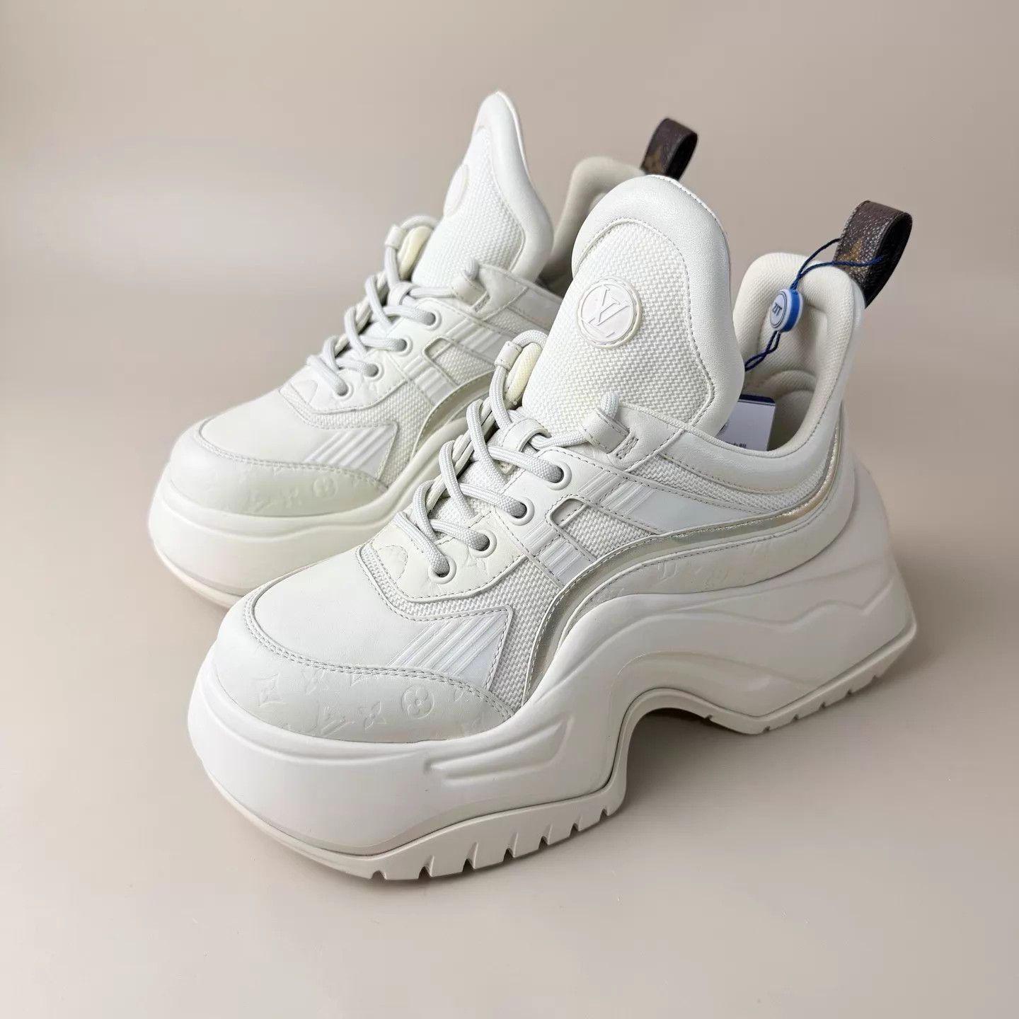 Louis Vuitton LV cream Monogram 2.0 platform sneakers 37 Mint Size US 6.5 / IT 36.5 - 1 Thumbnail