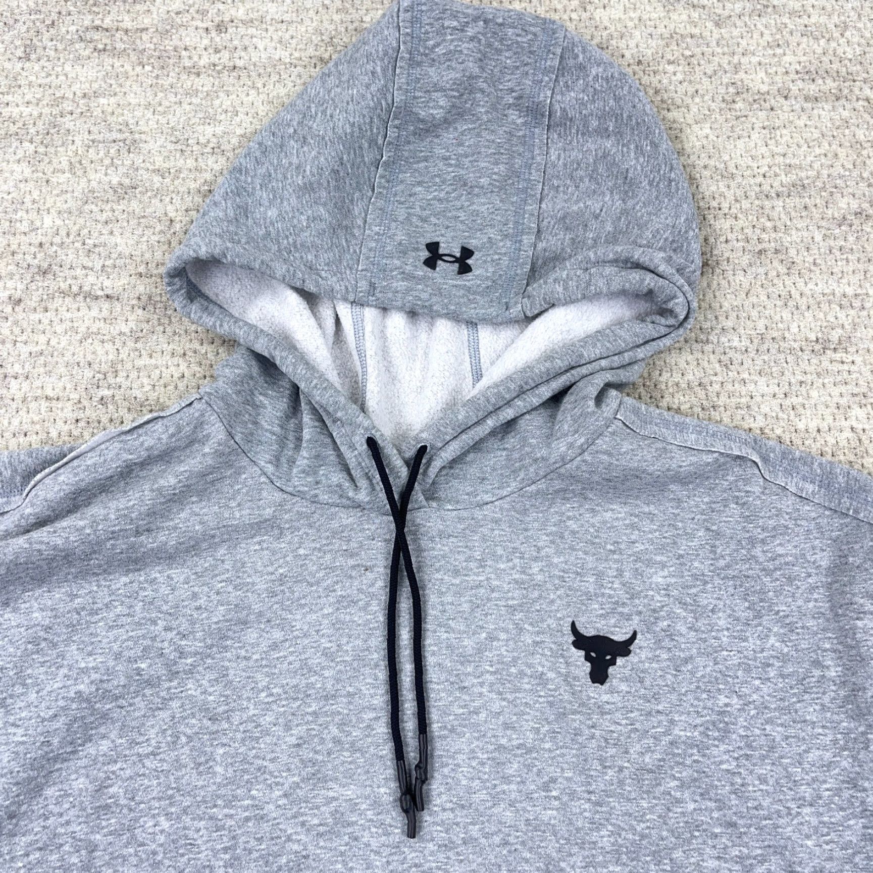 Under Armour VINTAGE Under Armour Project Rock Hoodie Shirt Men L Gray Sleeveless Cropped Logo Size US L / EU 52-54 / 3 - 3 Thumbnail