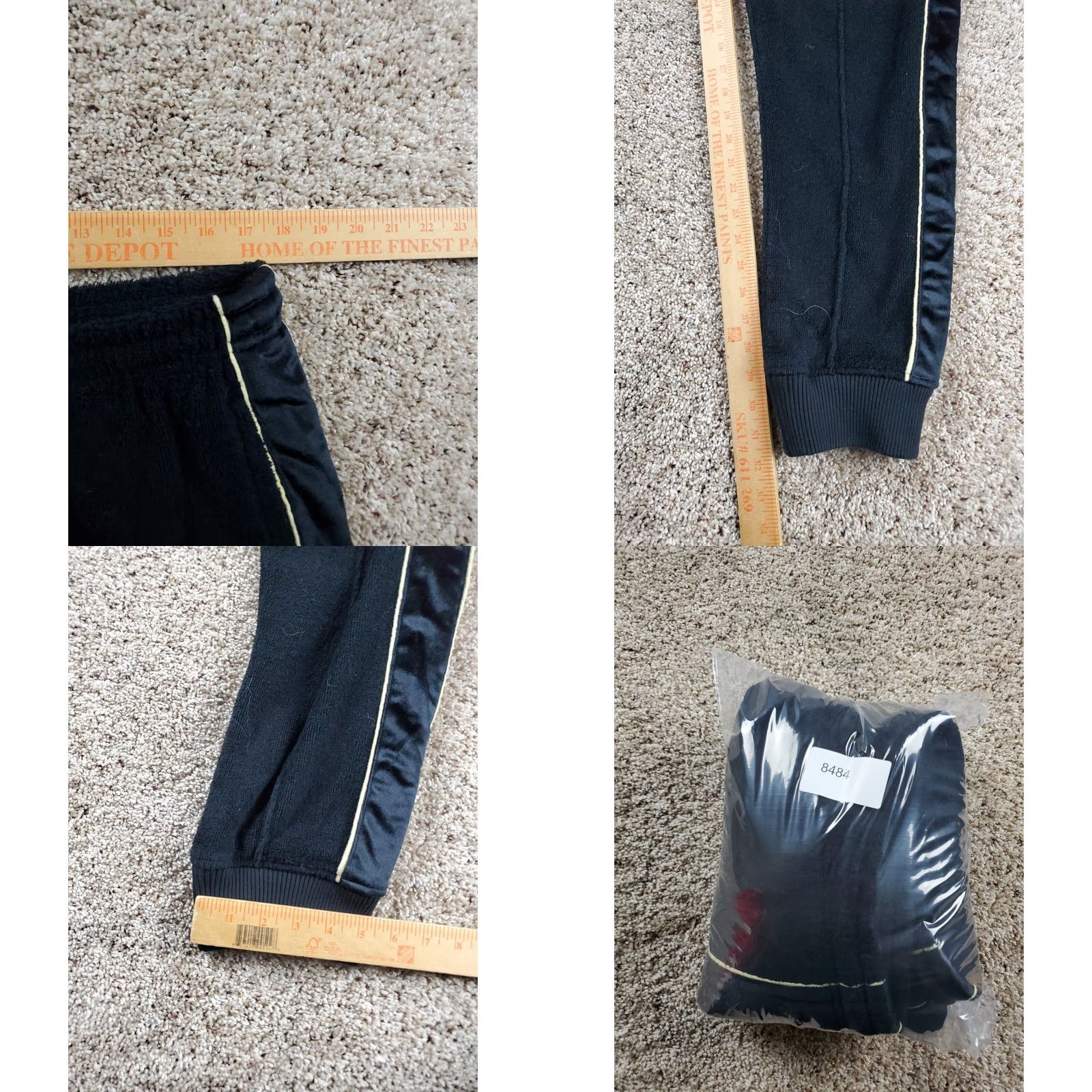 Vintage Bananas Monkey Joggers Large Mens Black Heavyweight Terry Pockets Tapered Satin? Size US 33 - 8 Thumbnail