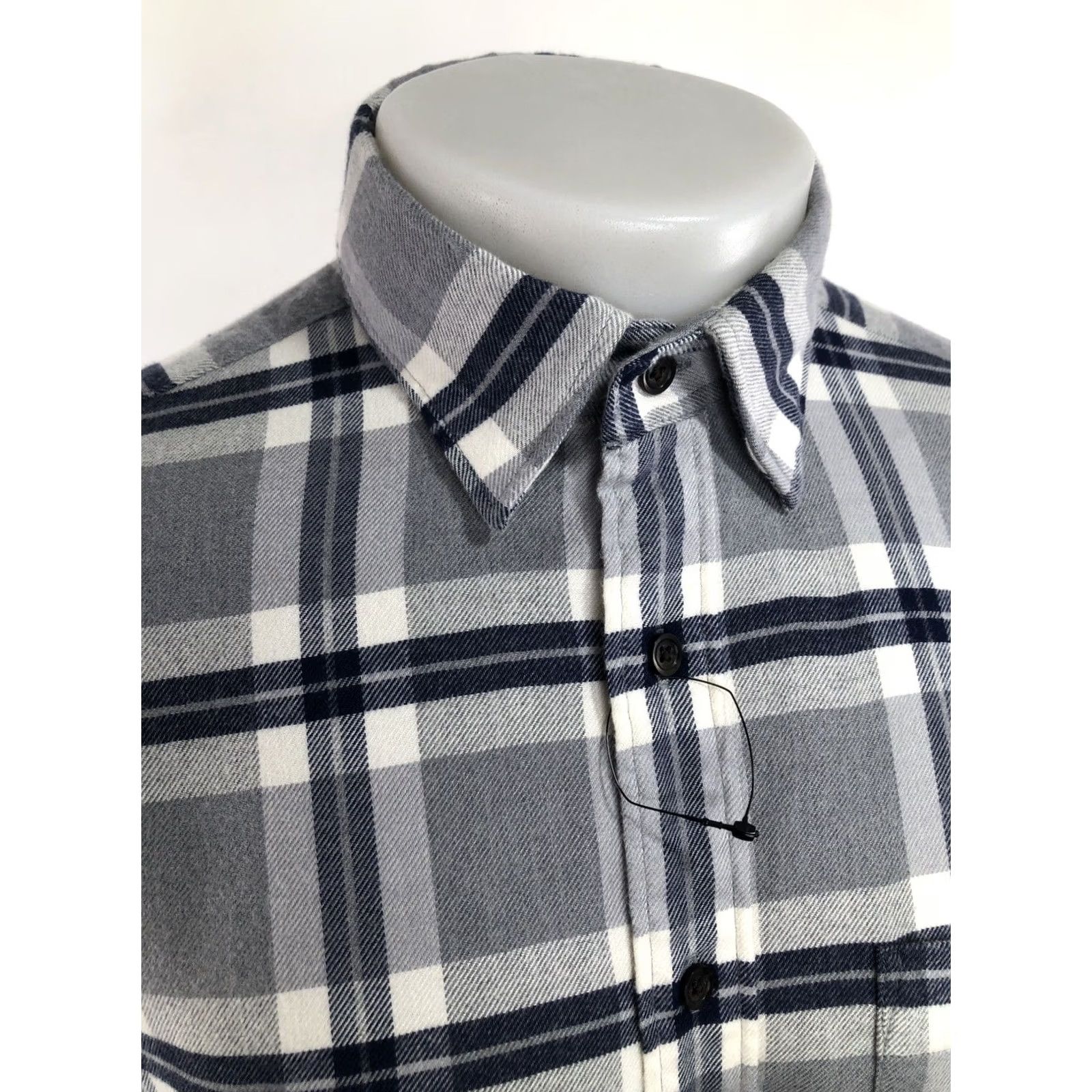 Faherty Faherty Shirt Mens M Flannel Plaid Check Button-Up Long Sleeve Blue / Gray / White Size US M / EU 48-50 / 2 - 2 Thumbnail