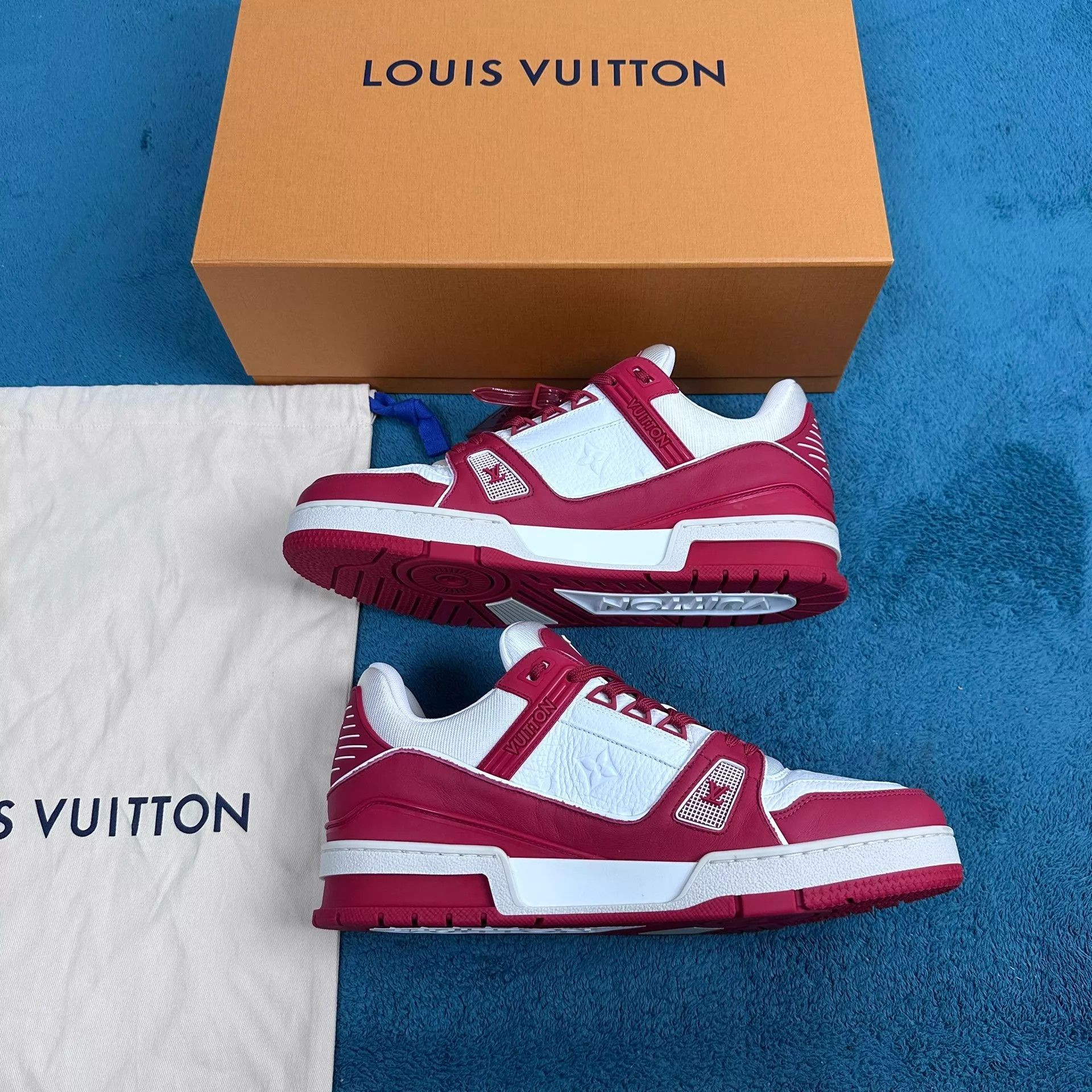 Louis Vuitton LV Trainer Low Top Sneaker Red Charity 7/EU41 Size US 8 / EU 41 - 3 Thumbnail