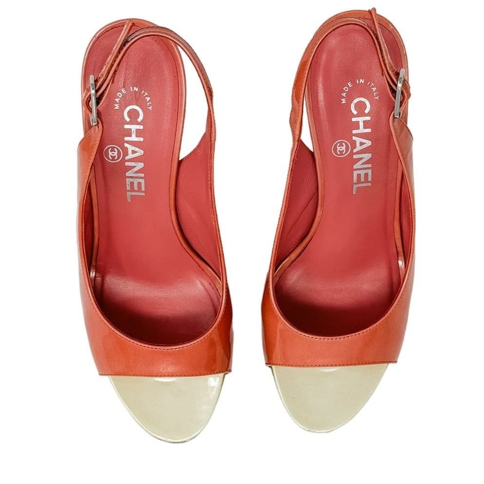 Chanel Chanel Pink Patent Platform Block Heel Sling Backs size 37.5 Size US 7.5 / IT 37.5 - 4 Thumbnail