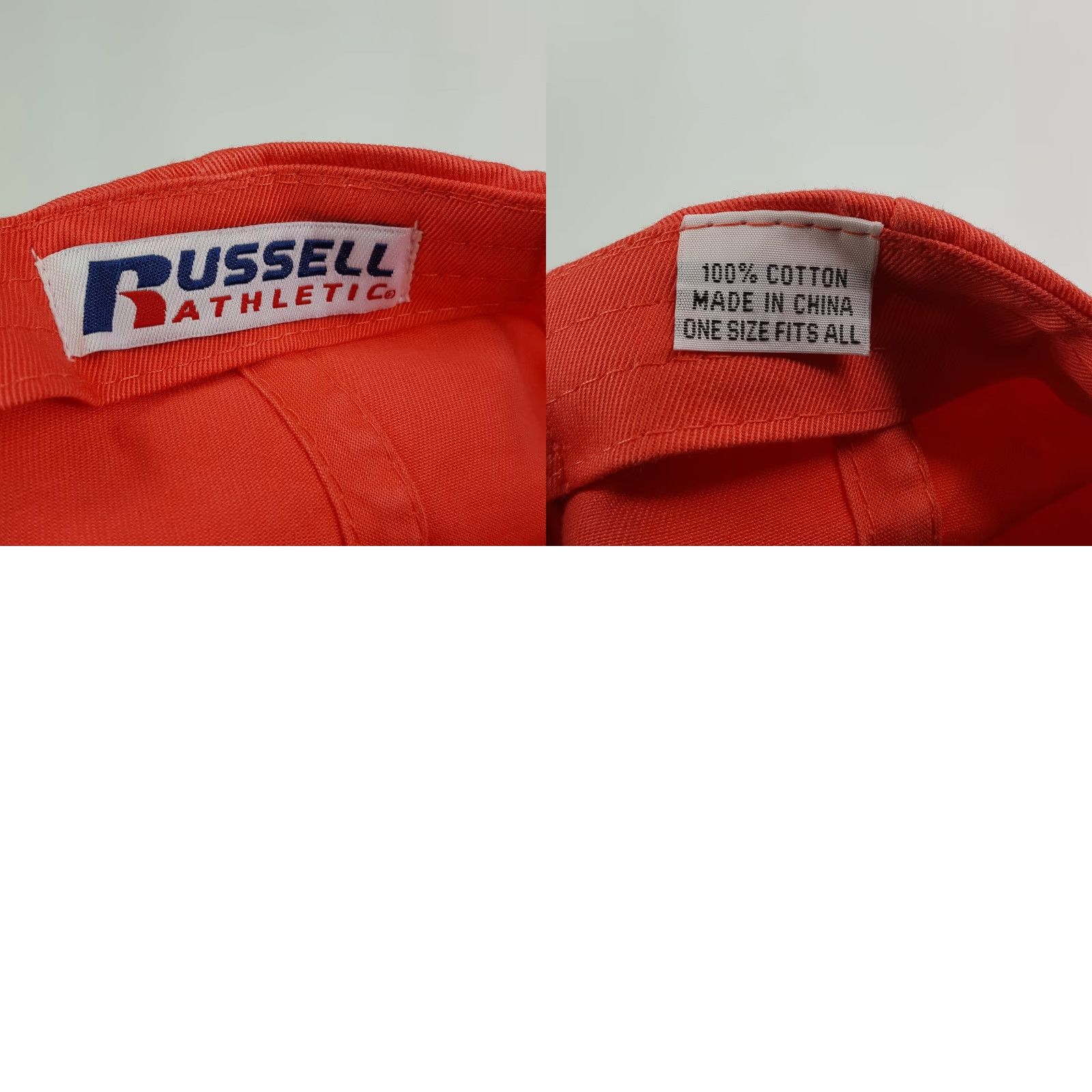 Russell Athletic VINTAGE Russell Athletic Orange Peach Adjustable Hat Baseball Cap Men Twill Cotton Embroidered Breathable Lightweight 90s University Sports Solid Cap Size ONE SIZE - 8 Thumbnail