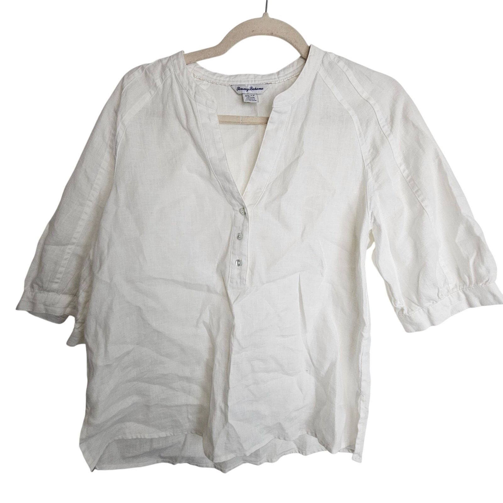 Tommy Bahama Tommy Bahama Womens White Linen Tunic Sz XS Coastal Grandma Size XS / US 0-2 / IT 36-38 - 1 Thumbnail