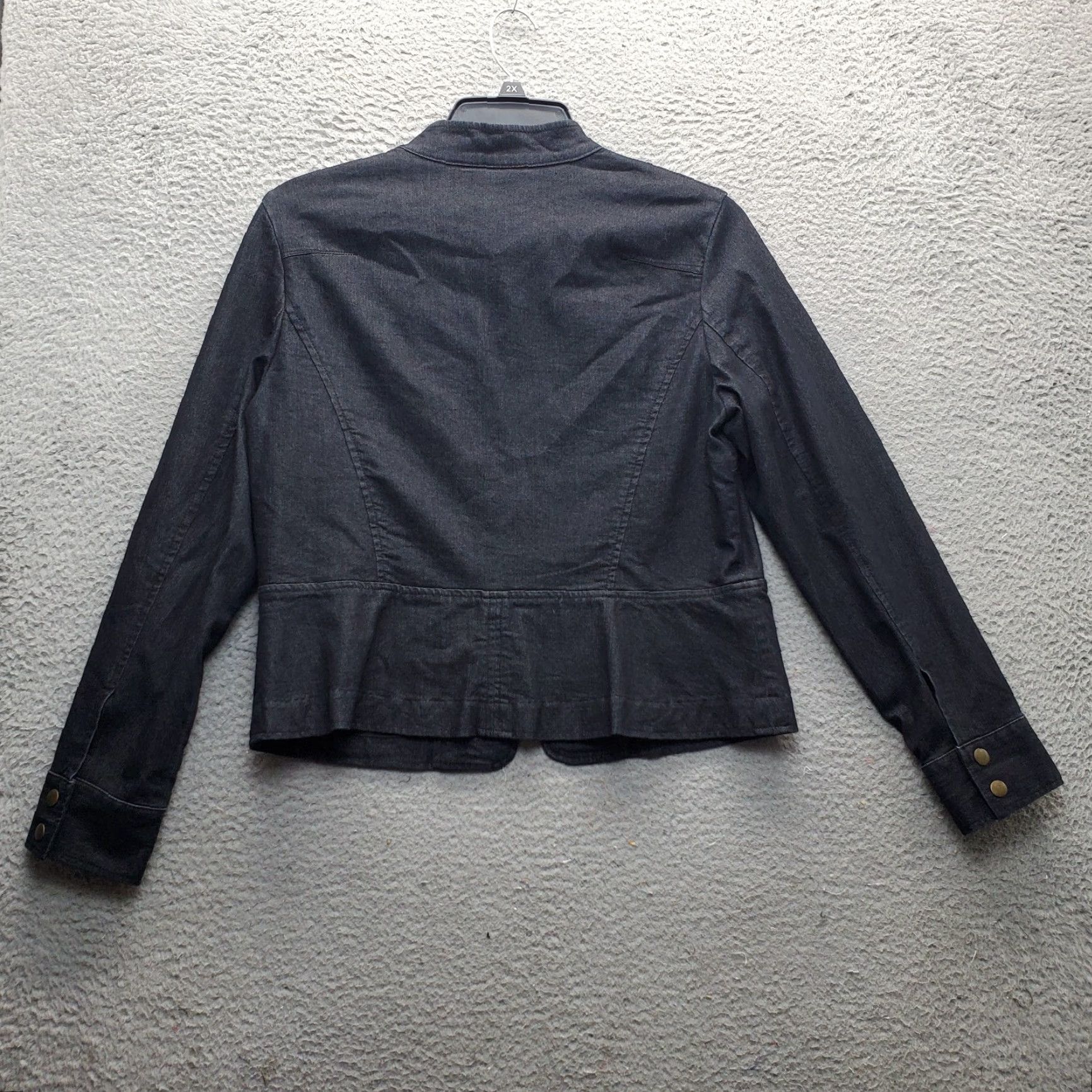 Denime Apostrophe Paris Denim Jacket Women’s 14 Black Cotton Stretch Pocket Zipper EUC Jacket Size XL / US 12-14 / IT 48-50 - 2 Thumbnail