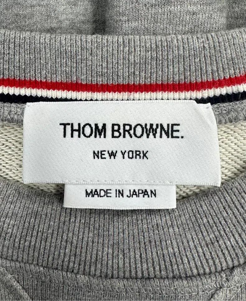 Thom Browne Thom Browne Gray Classic Four Stripe Long Sleeve Sweatshir Size US L / EU 52-54 / 3 - 3 Thumbnail