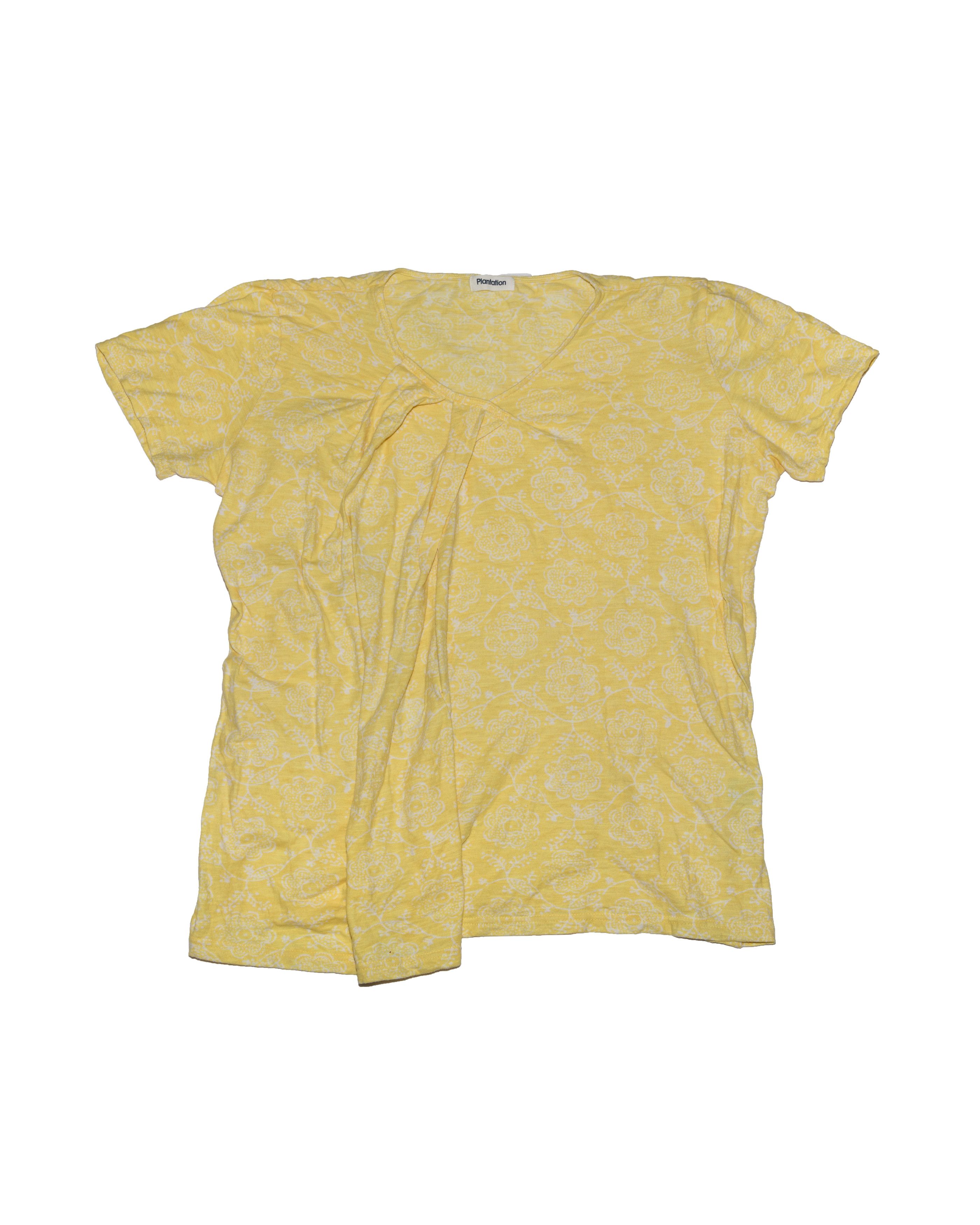 Issey Miyake Yellow Floral Gathered S/S Top Size M / US 6-8 / IT 42-44 - 1 Thumbnail