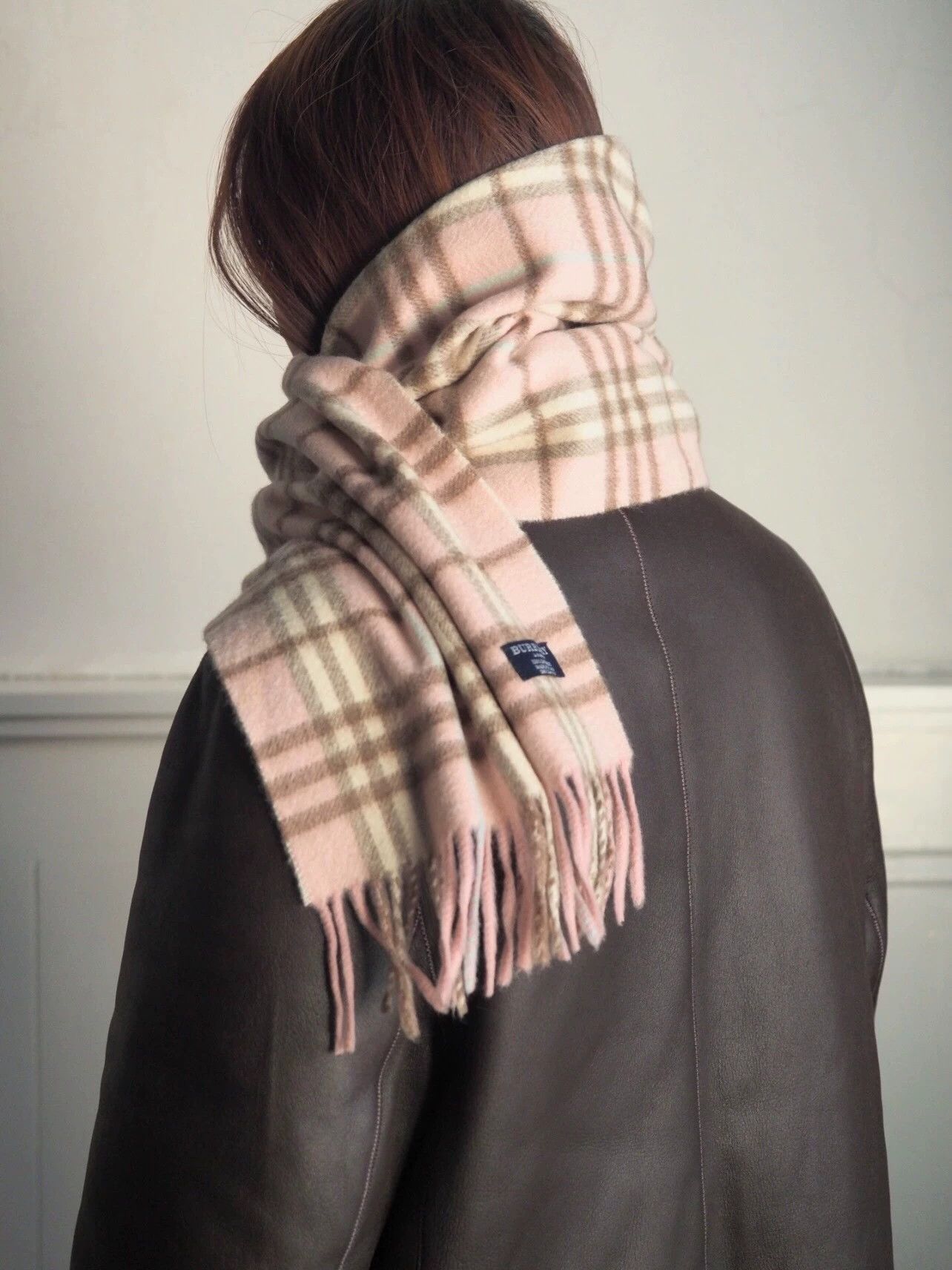 Burberry Burberry check print plush scarf candy pink 99 New Size ONE SIZE - 4 Thumbnail